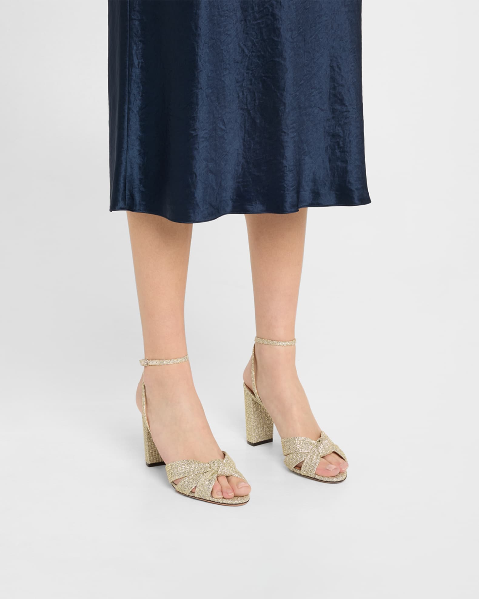 Aquazzura Honeycomb Nina Knot Ankle-Strap Sandals | Neiman