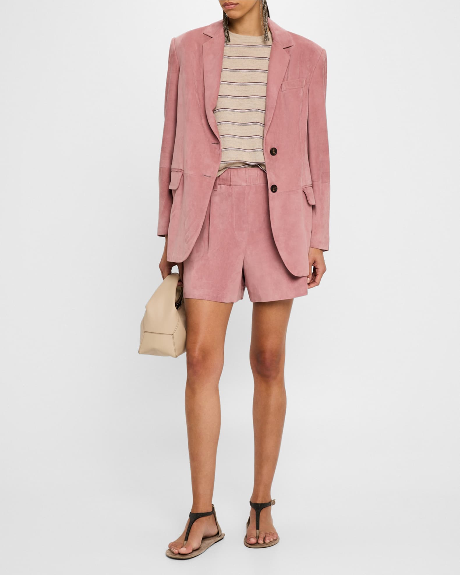 Suede Single-Breasted Blazer 1