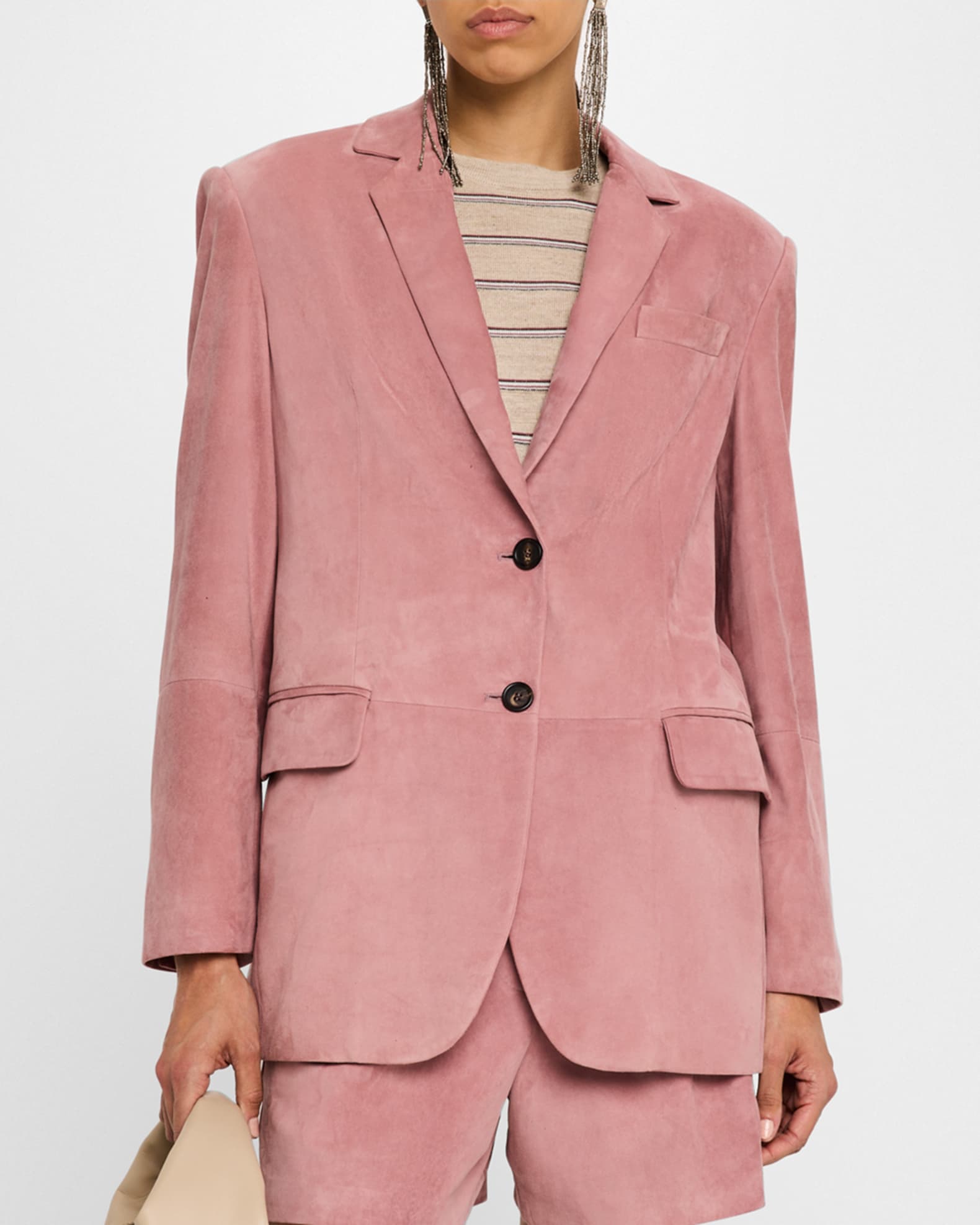 Brunello Cucinelli Suede Single-Breasted Blazer | Neiman Marcus