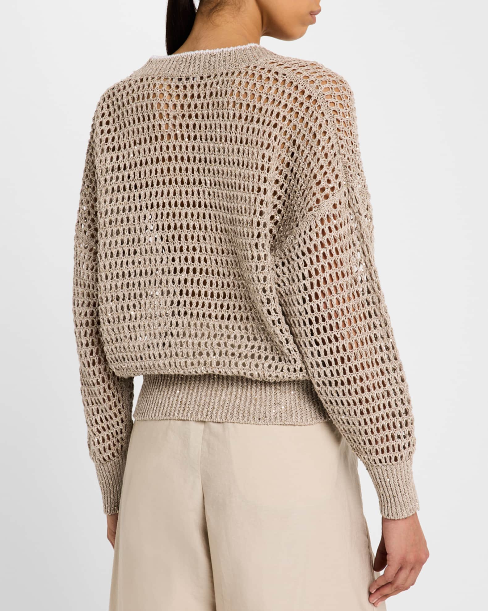 アクセサリーその他 BRUNELLO CUCINELLI SEQUINNED KNIT LONG GLOVES Brunello Cucinelli sequin-embellished Long Gloves | Brown