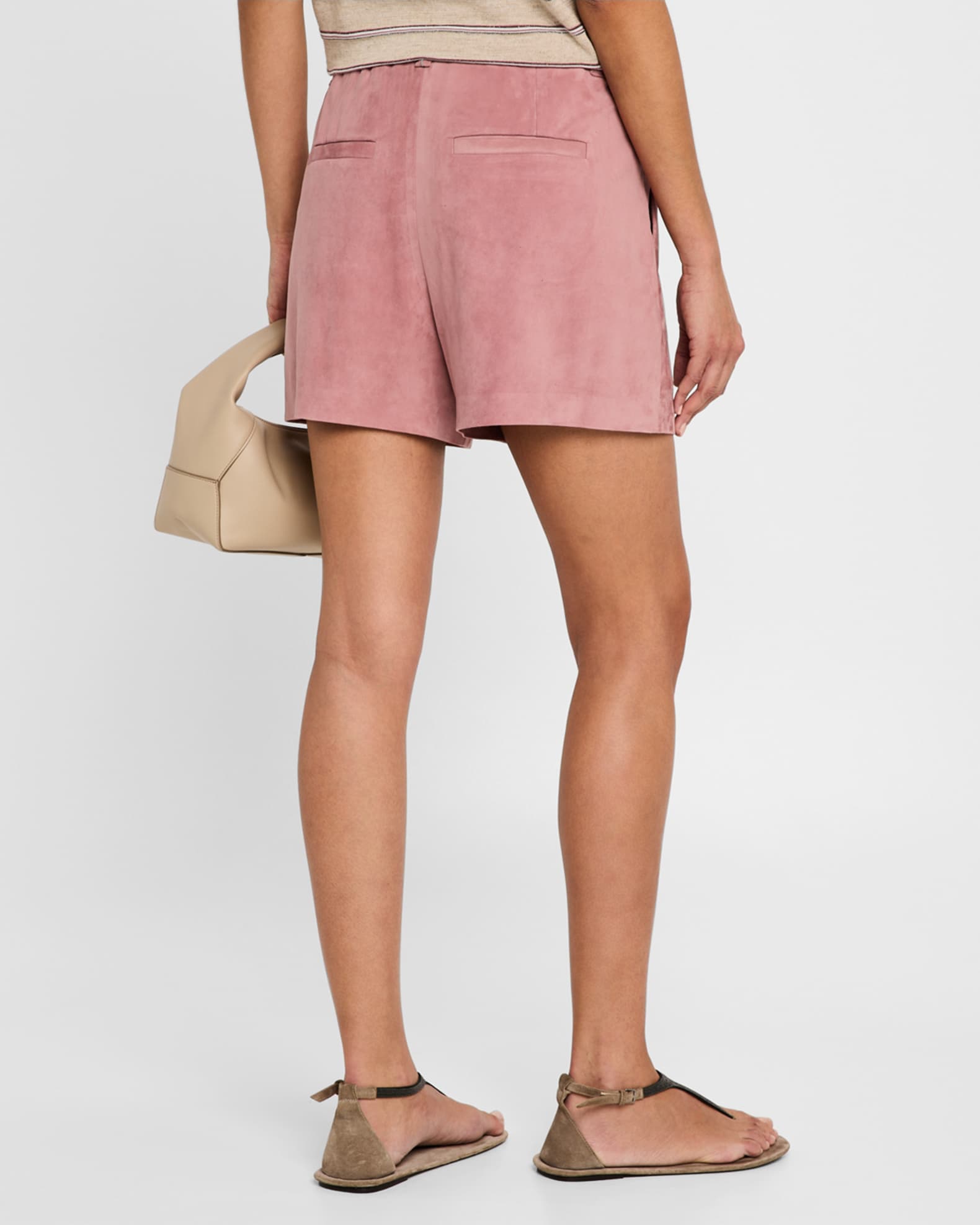 ショートパンツ BRUNELLO CUCINELLI Women Shorts  Burmudas YB117P8308VI Q CU Brunello Cucinelli Pleated Suede Pull-On Shorts | Neiman Marcus