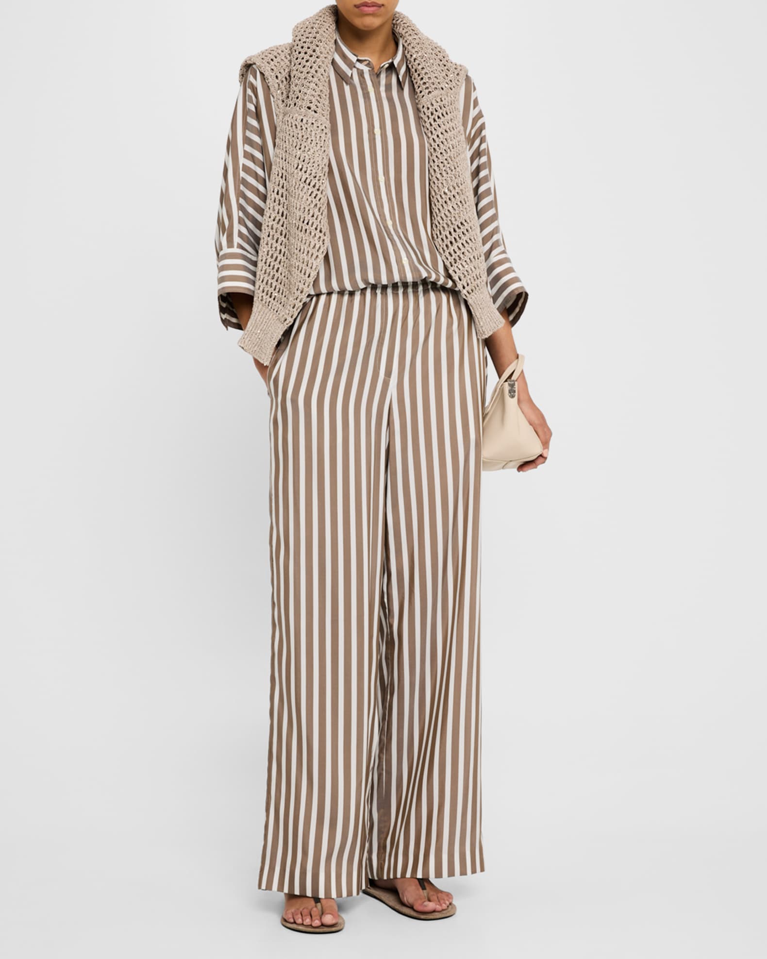 Striped Silk Button-Down Blouse 1