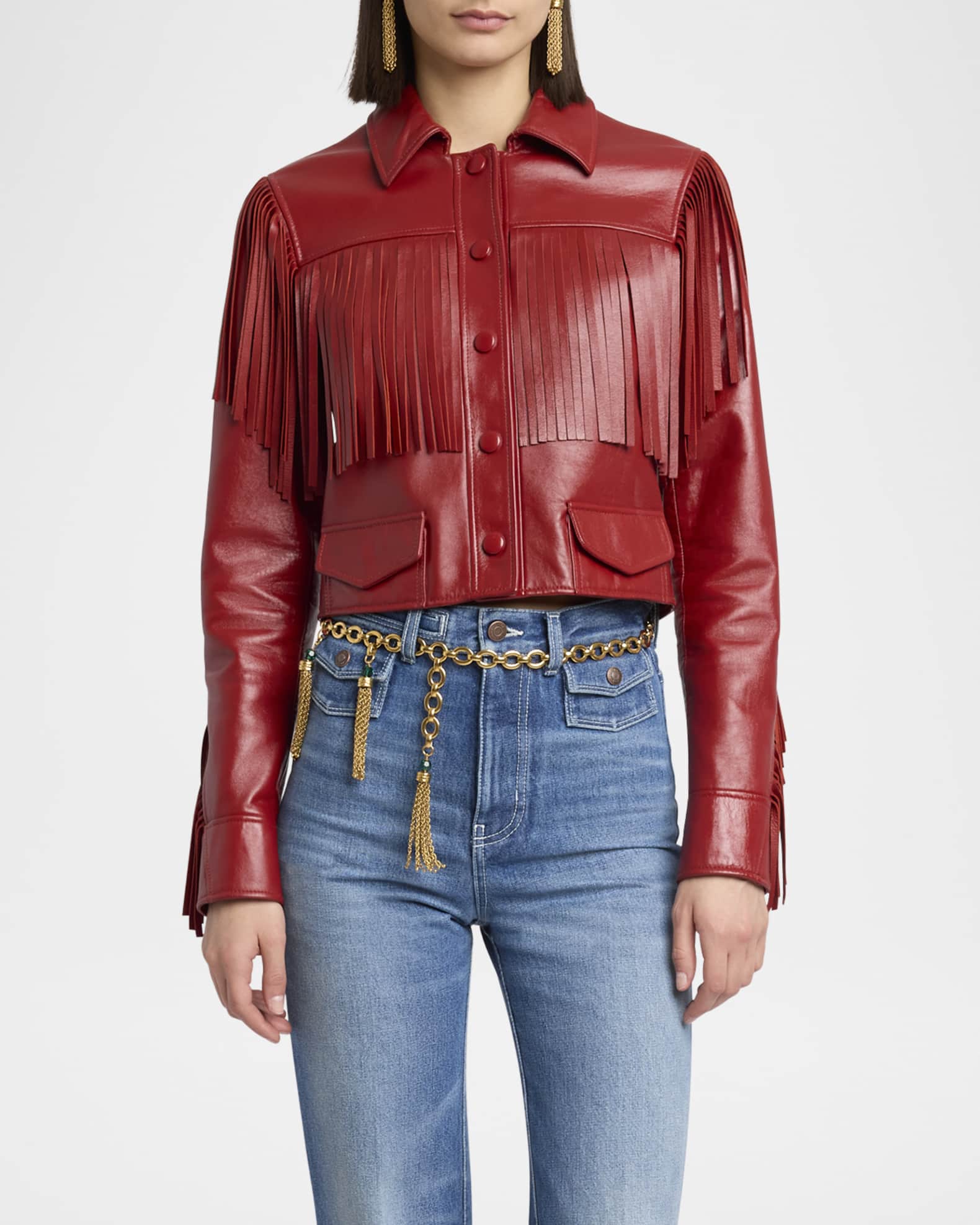 Neiman marcus red leather jacket cheap