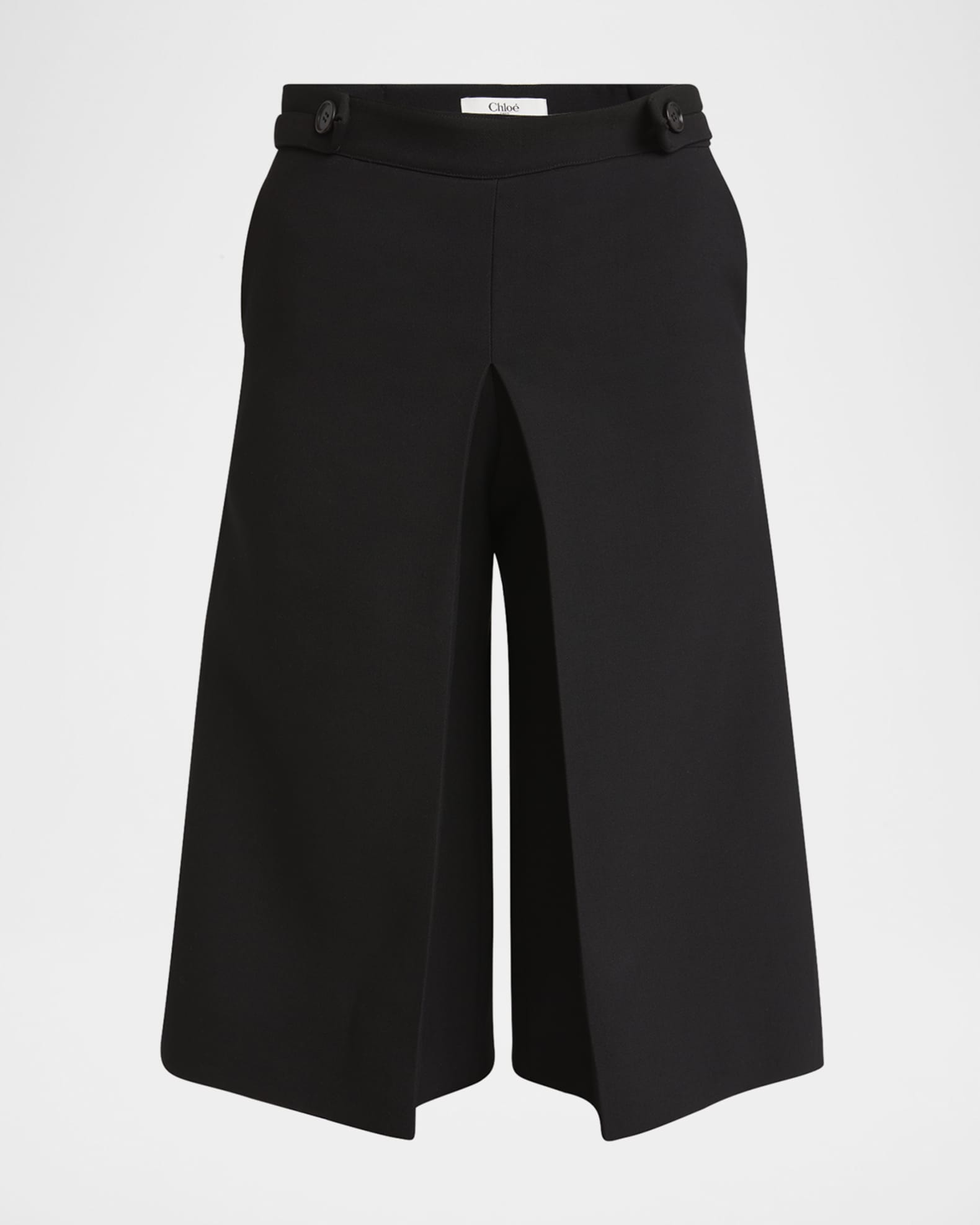 Pleat Wide-Leg Bermuda Shorts 0