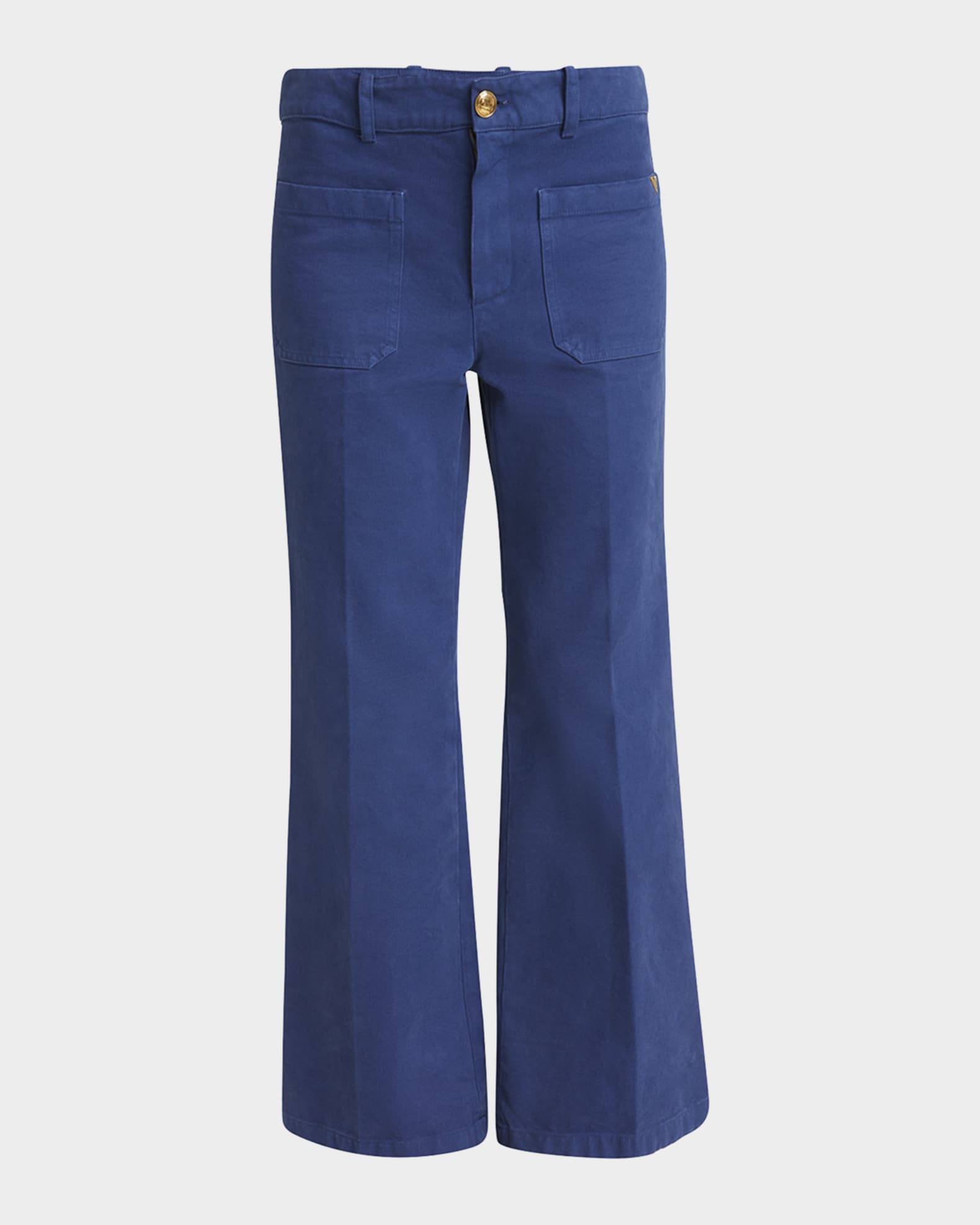 Cropped Canvas Bootcut Trousers 0