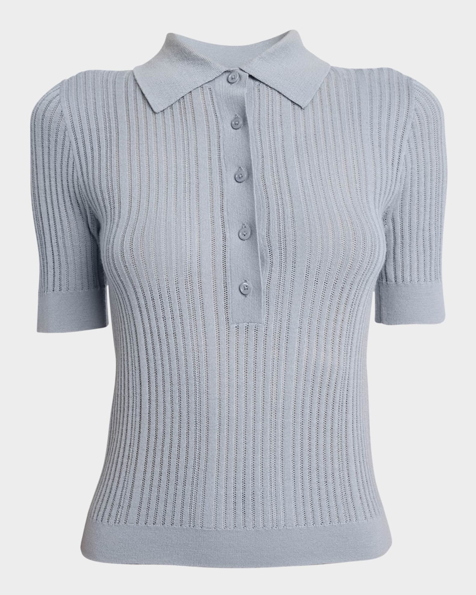 Chloe Short-Sleeve Wool Knit Polo Shirt | Neiman Marcus