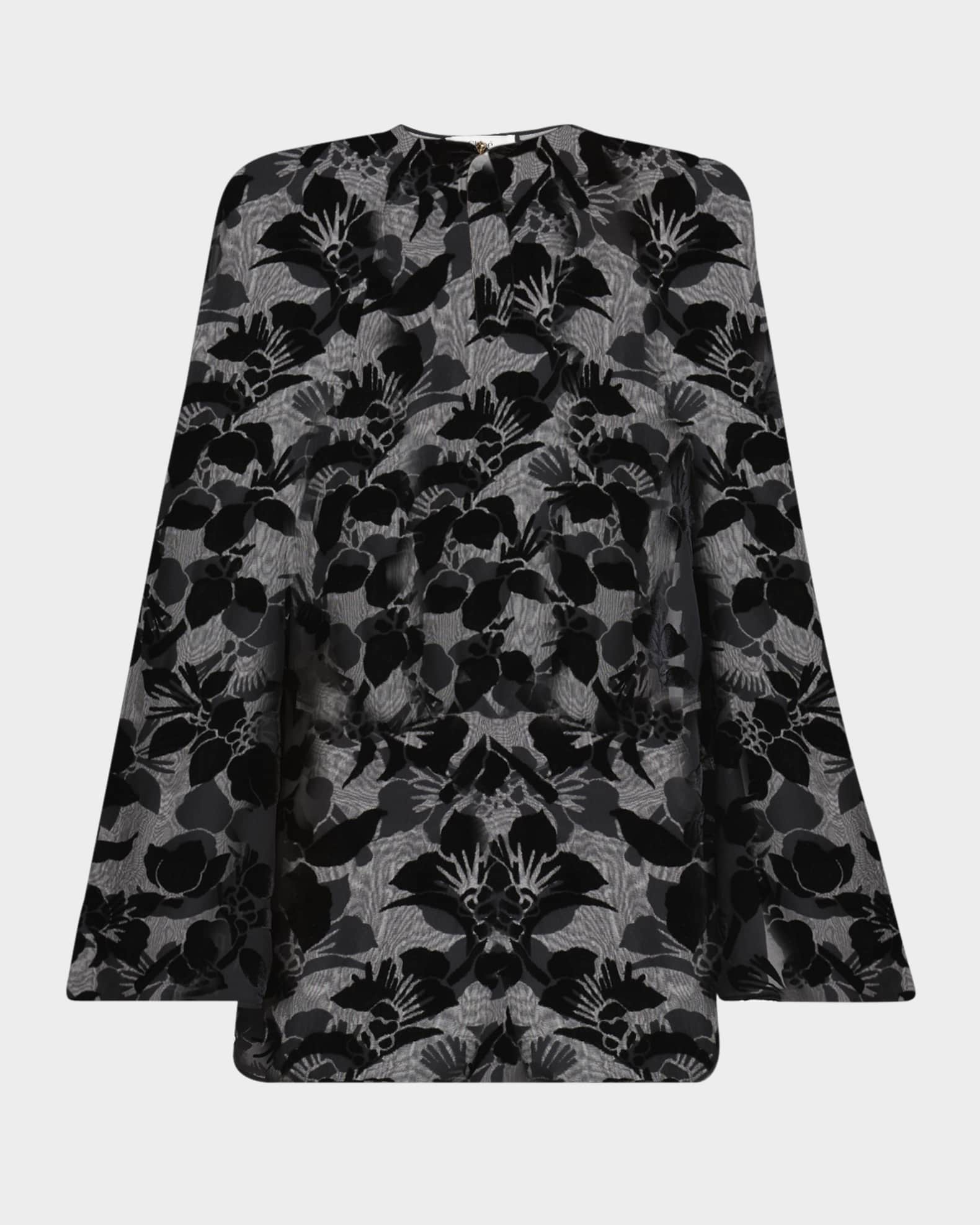 Floral Dévoré Velvet Puff-Sleeve Mini Dress 0