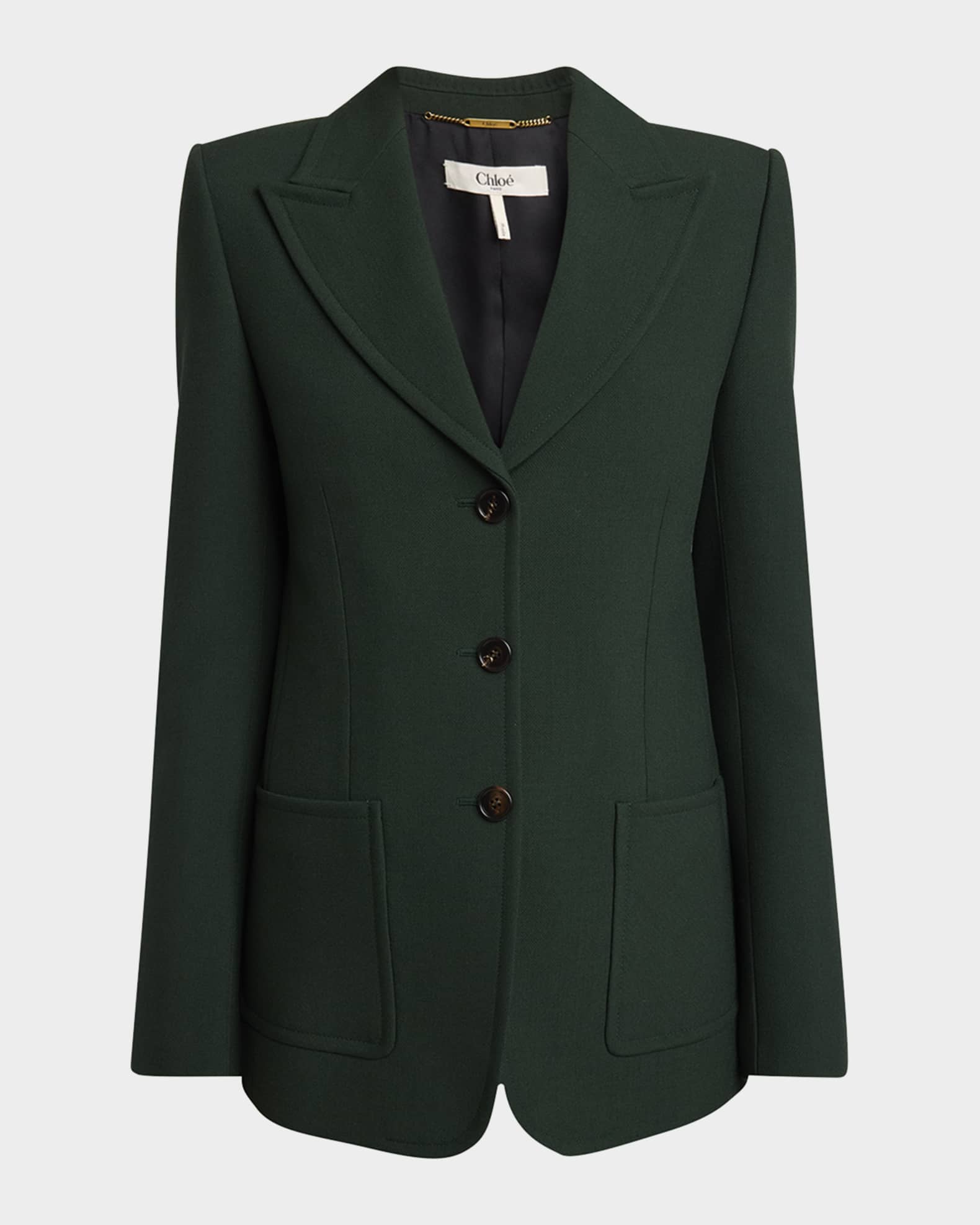 Chloe Single Breasted Wool Jacket Nightfall Green Women s 8 Coats Jackets Outerwear Wool Coats