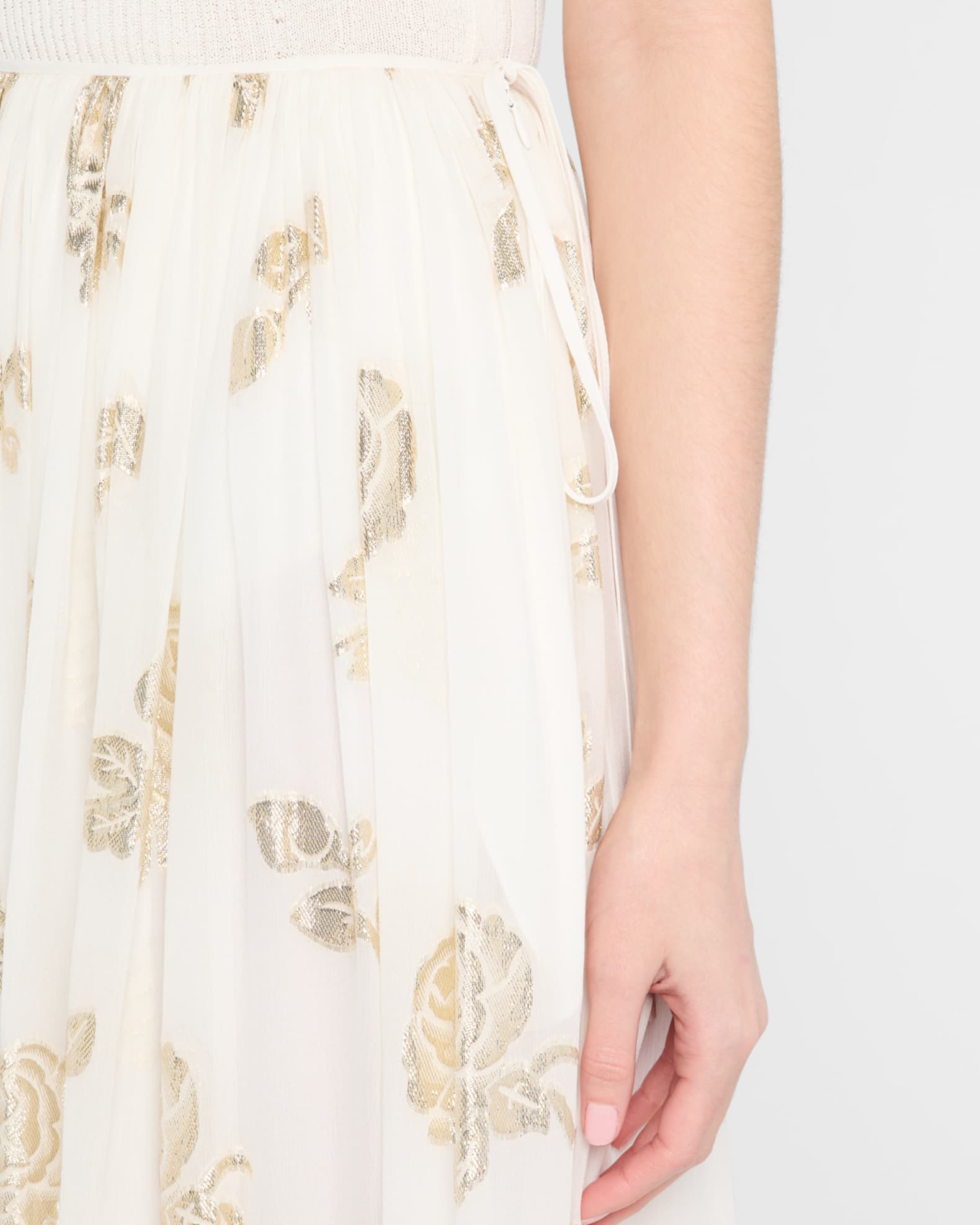 Chloe Metallic Floral Silk Tiered-Ruffle Maxi Skirt | Neiman