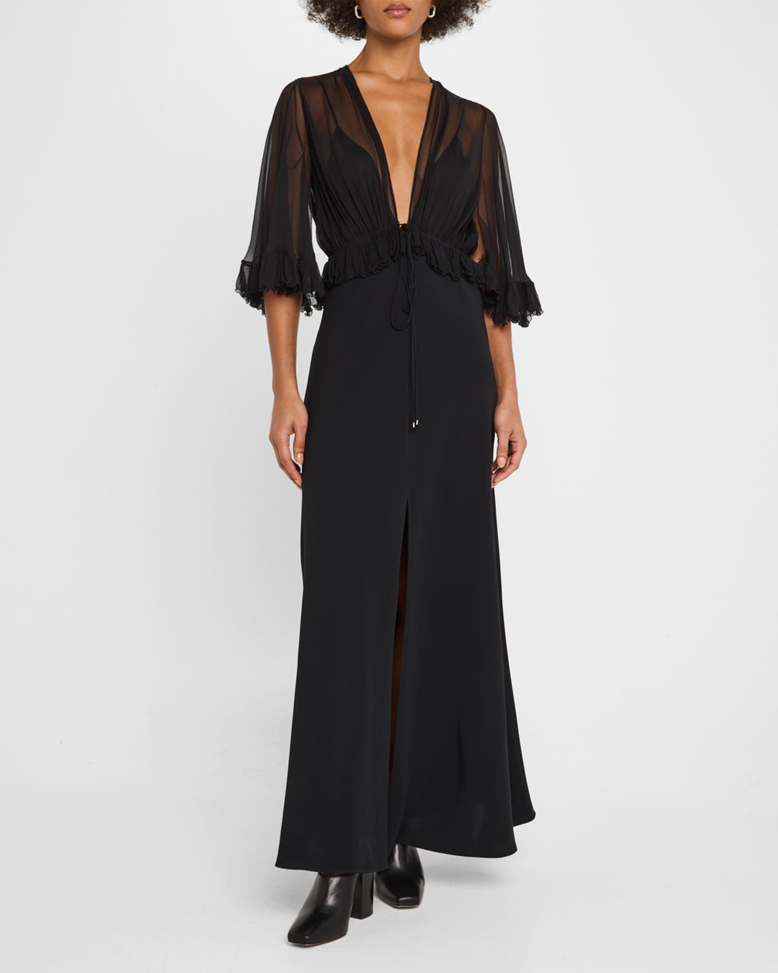 Ruffle Shrug Silk Maxi Dress 1
