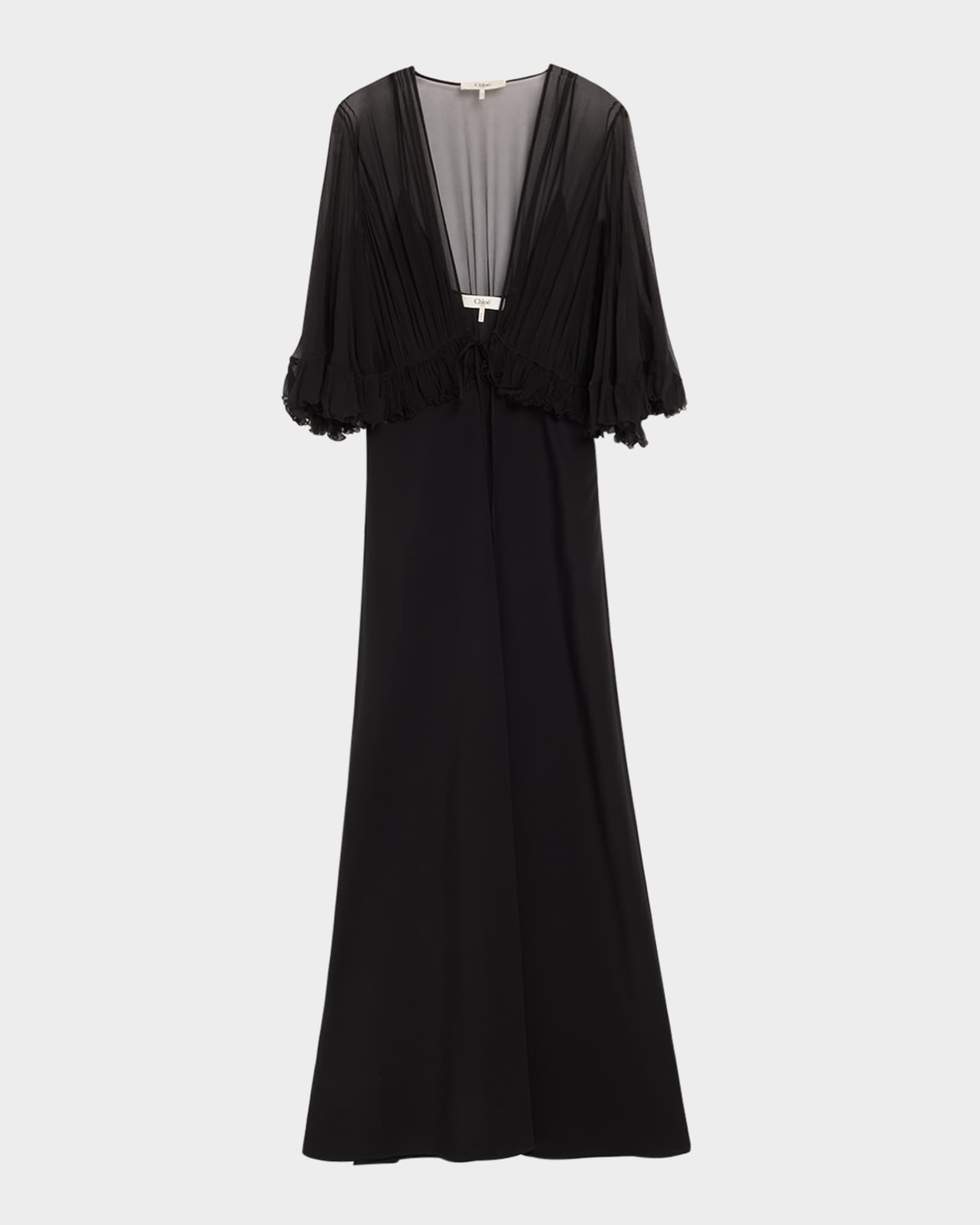 Ruffle Shrug Silk Maxi Dress 0