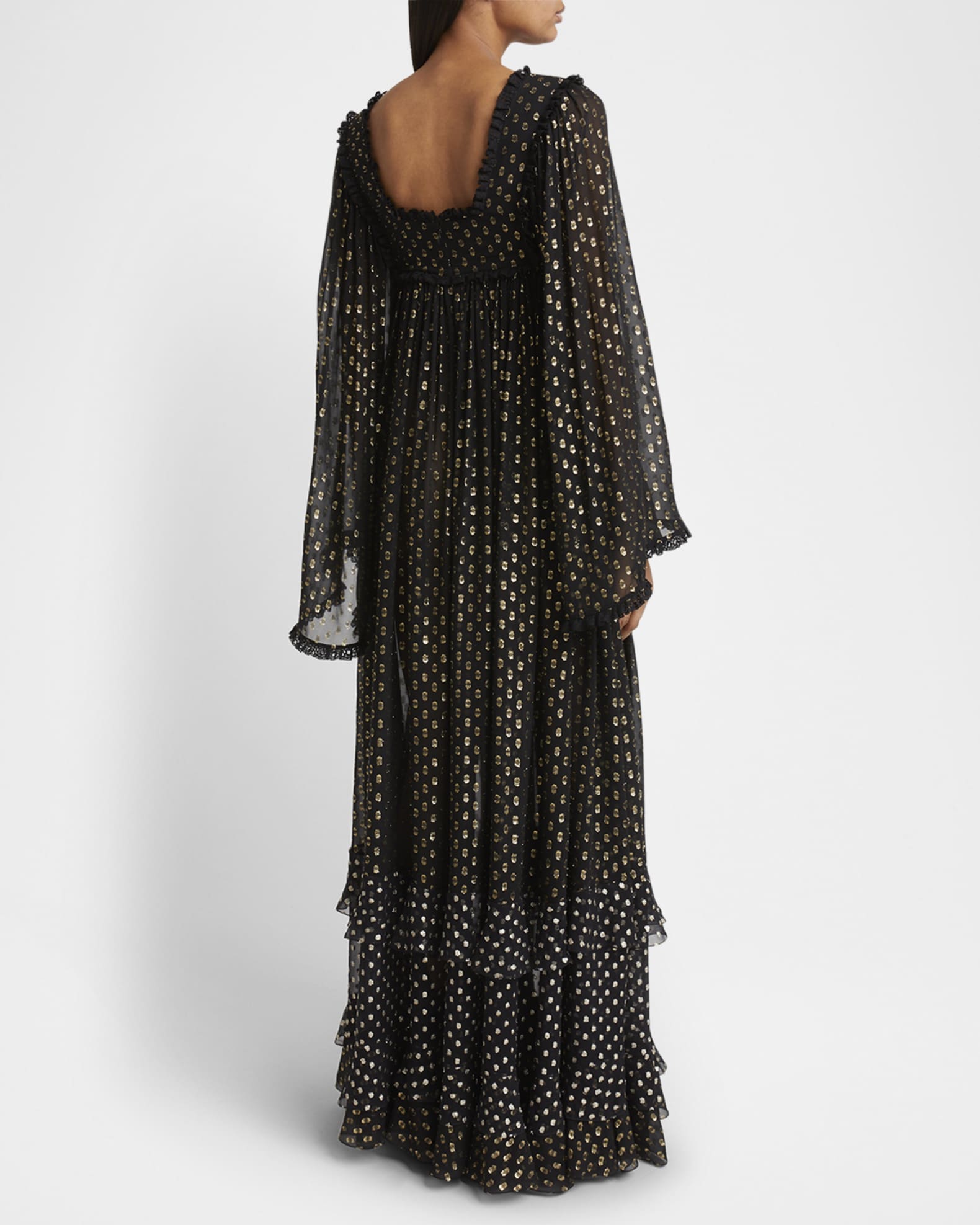 Chloe Women s Long Sleeve Polka Dot Maxi Dress with Ruffles