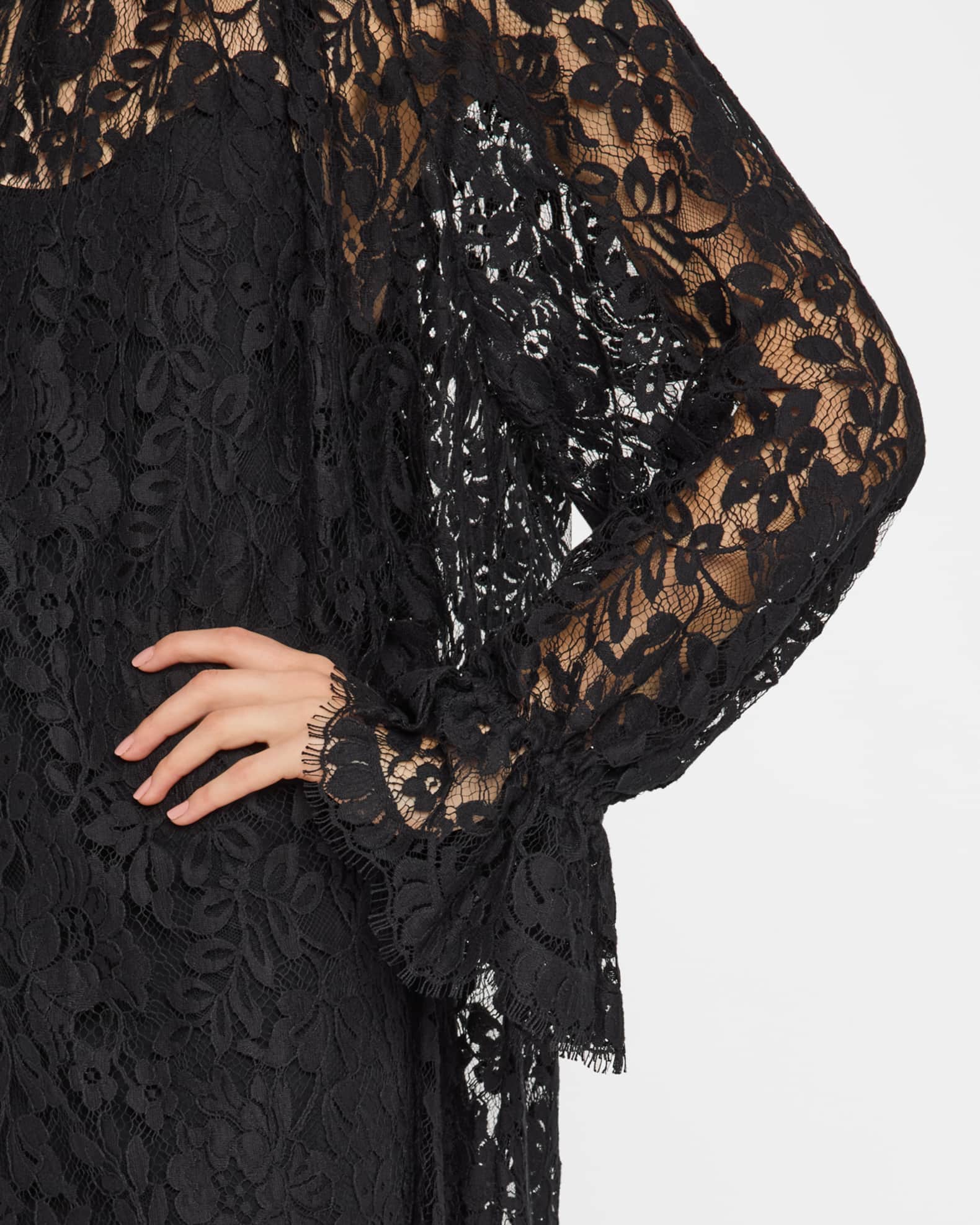 Turtleneck Long Sleeve Lace Shift Dress