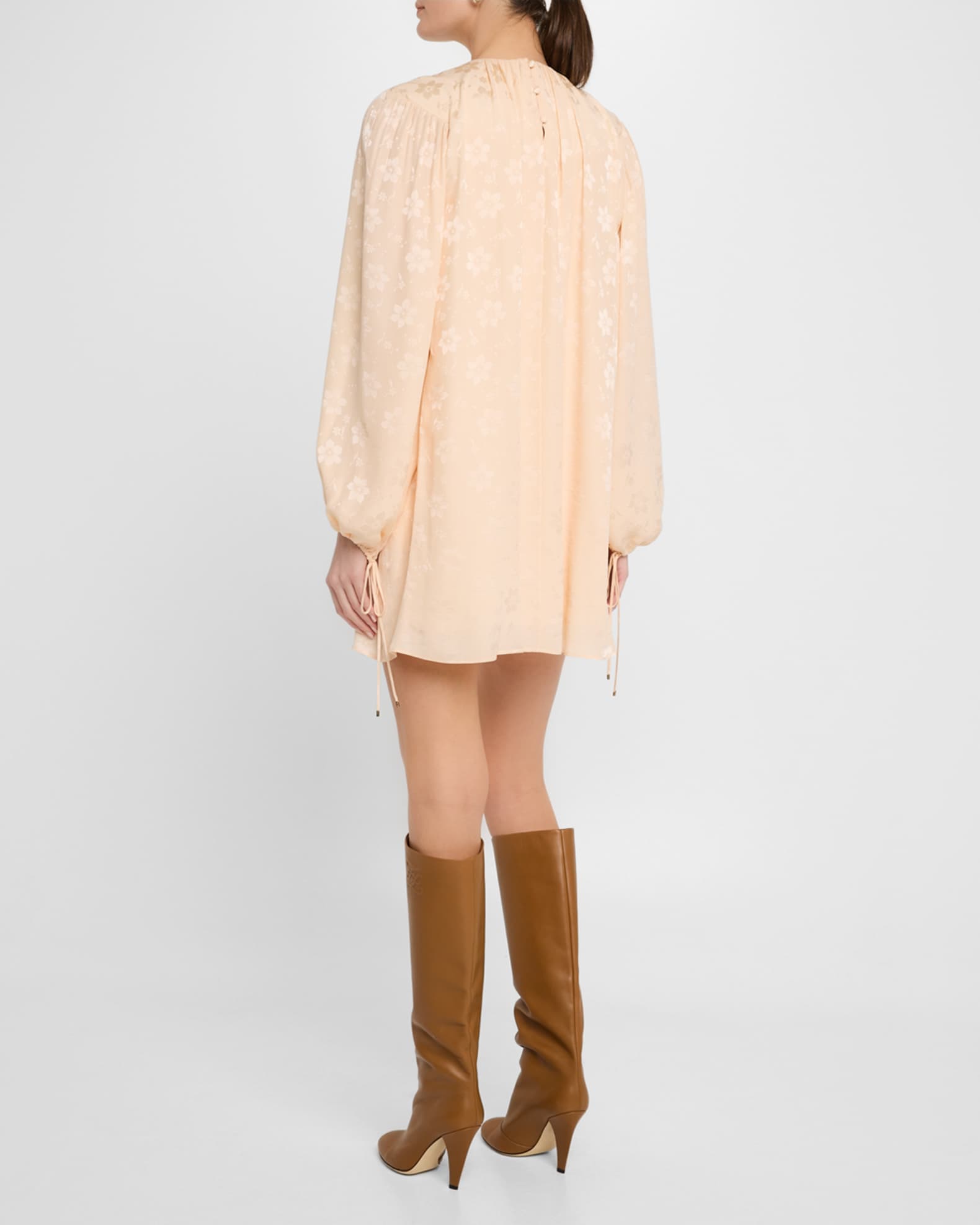 ワンピース Burmula : 24FW / JAQUARD BALLOON MINI DRESS (2COLORS) Wholesale Yellow Puff Sleeves Square Neck Babydoll Mini