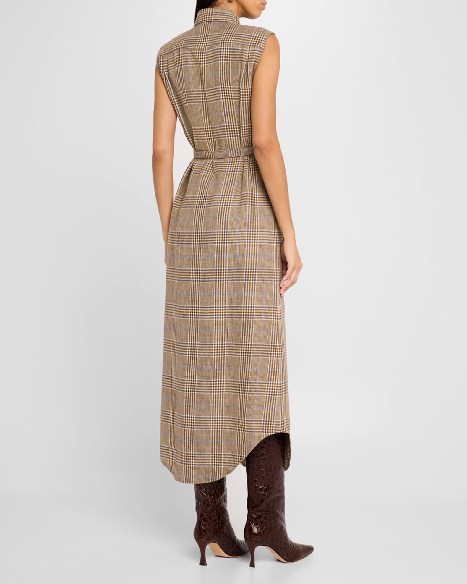 【6/15までの出品】 Dreamscape Check Dress Brandon Maxwell Lilian Check Sleeveless Belted Midi