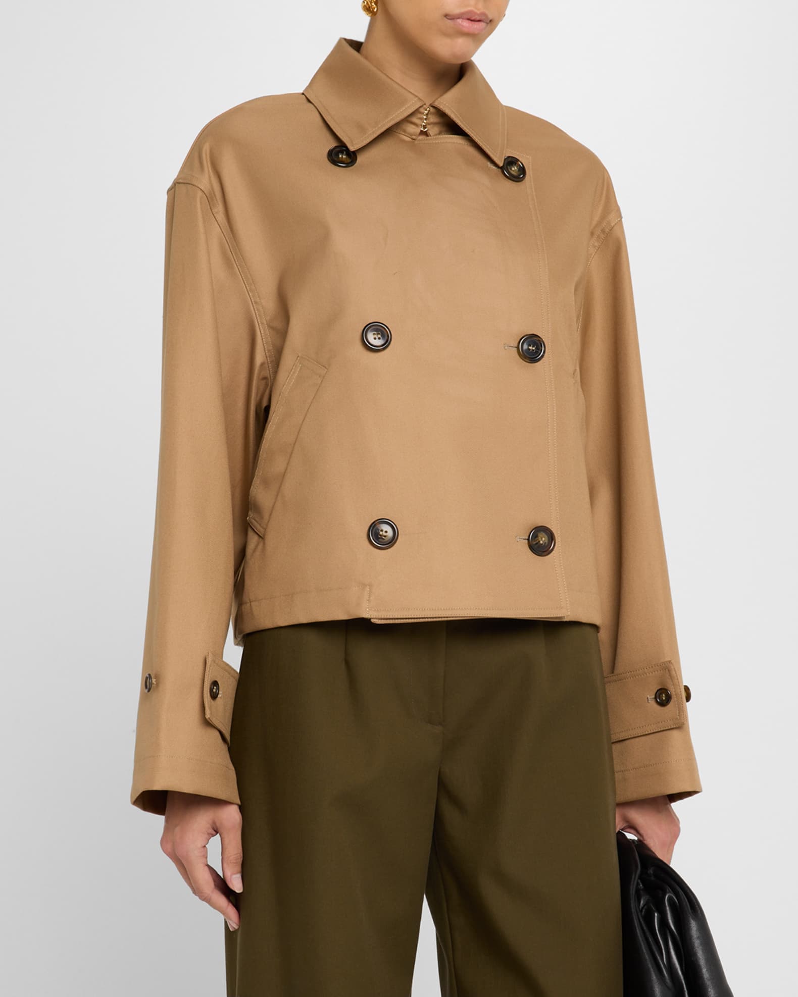 Brandon Maxwell Vivienne DoubleBreasted Crop Trench Coat Neiman Marcus