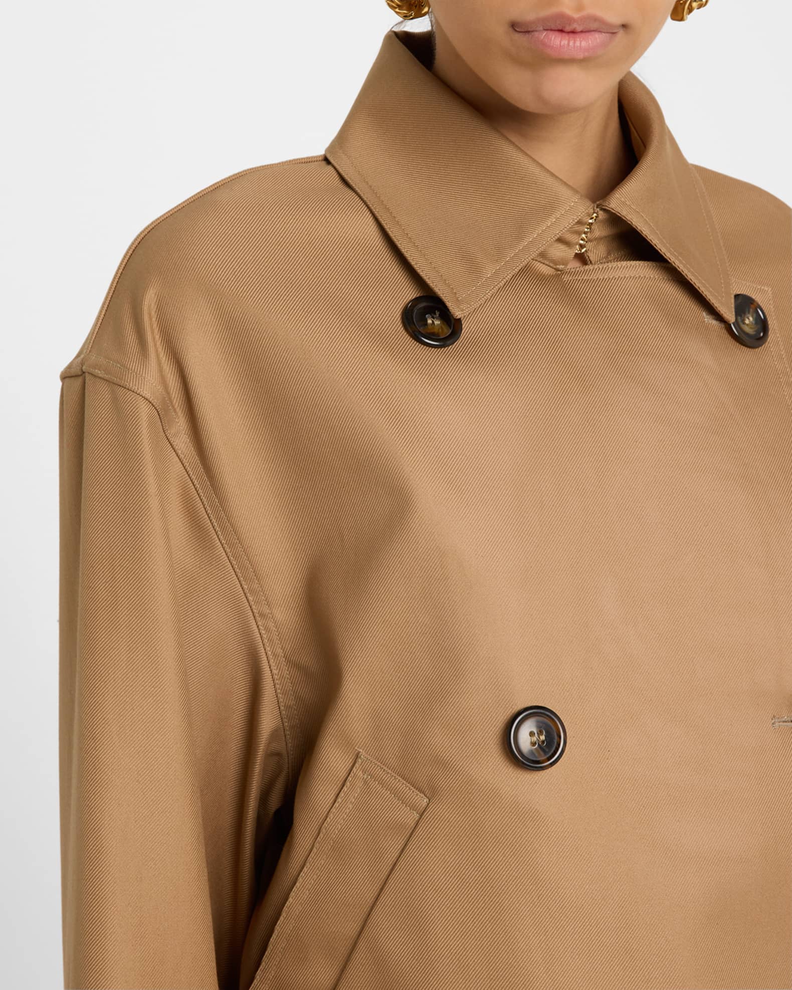 Brandon Maxwell Vivienne DoubleBreasted Crop Trench Coat Neiman Marcus