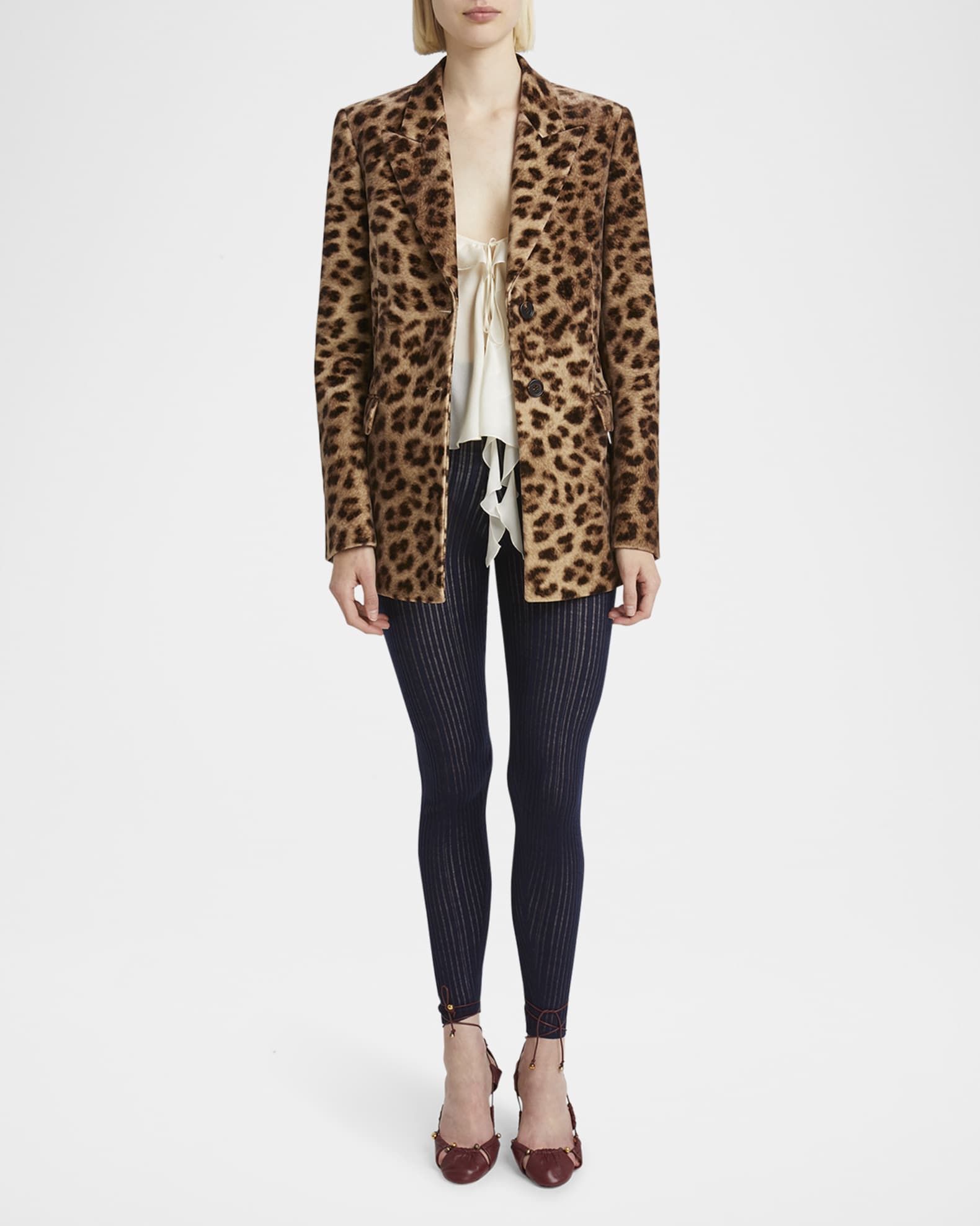 Chloe Leopard-Print SIngle-Breasted Jacket | Neiman Marcus