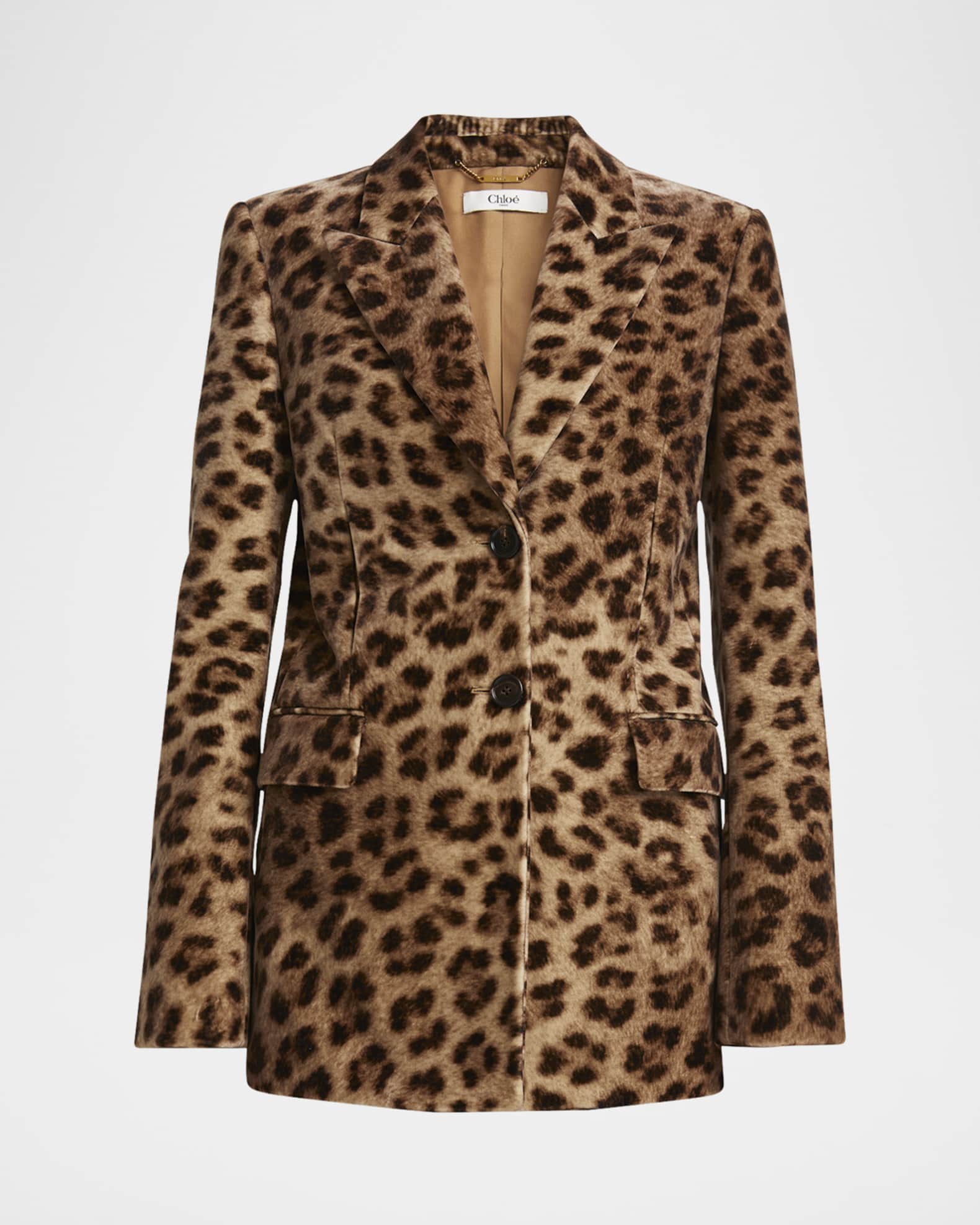 Chloe Leopard print Single Breasted Jacket Worn Brown