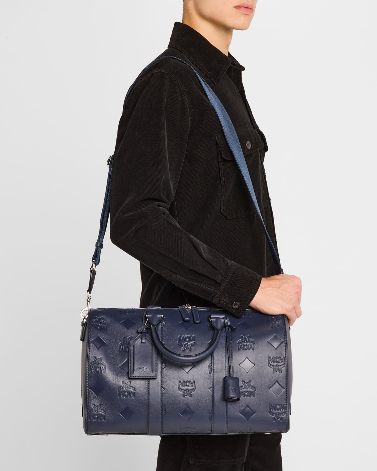 Men's Ottomar Small Embossed Leather Duffel Bag 1