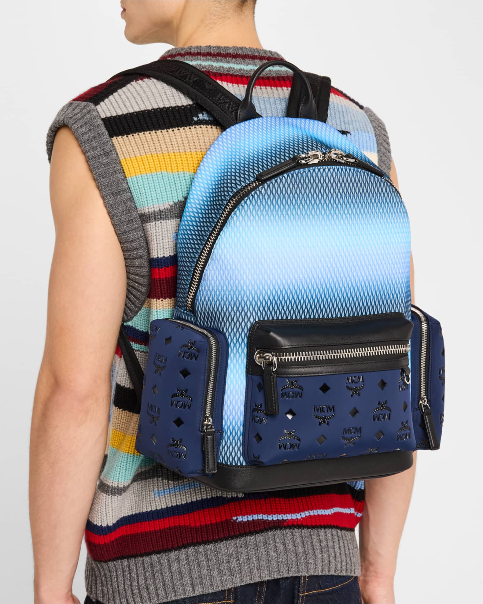 MCM Men's Stark Mesh and Neoprene Backpack | Neiman Marcus