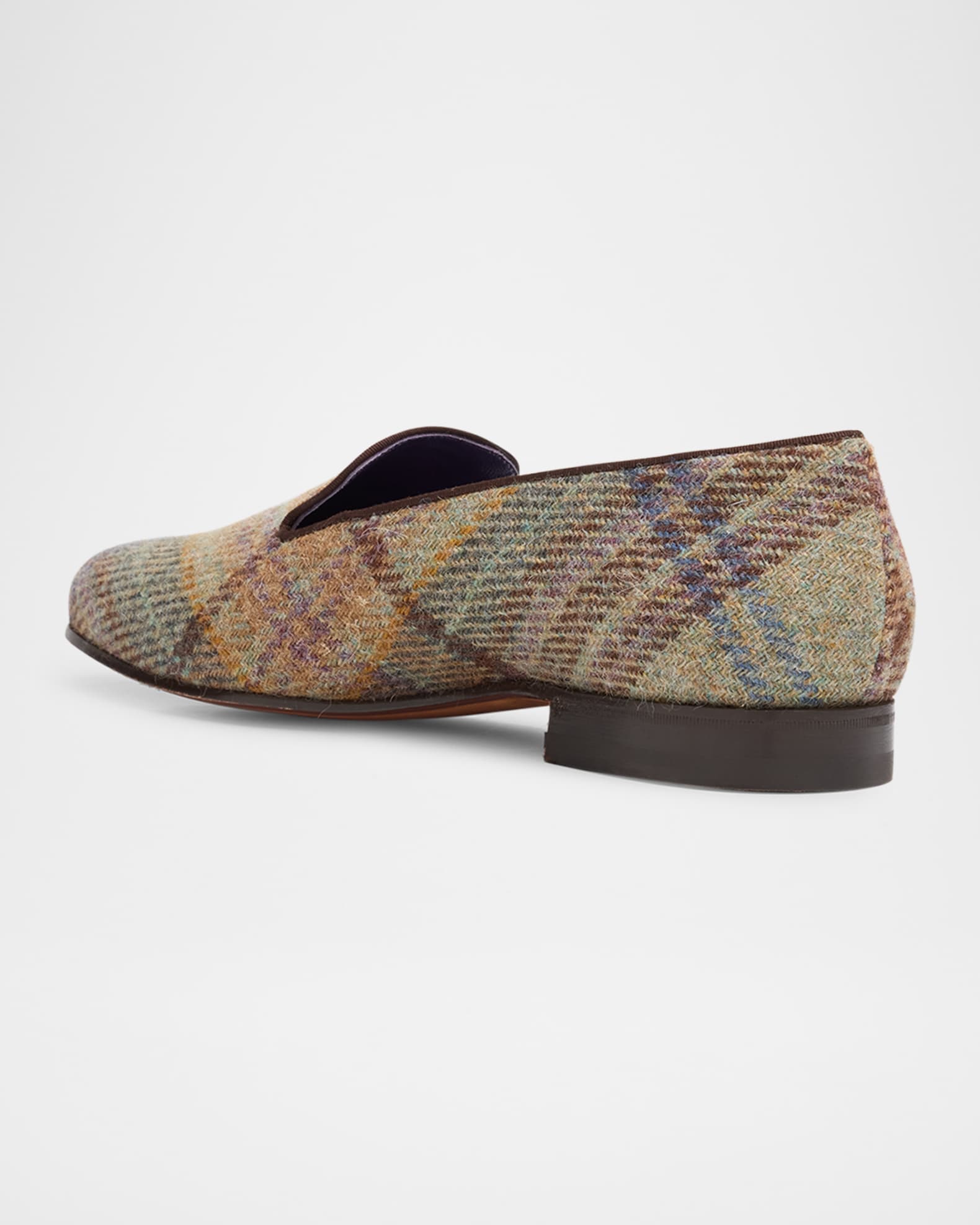 Men's Alonzo Crest Wool Plaid Smoking Slippers - Thumbnail 2