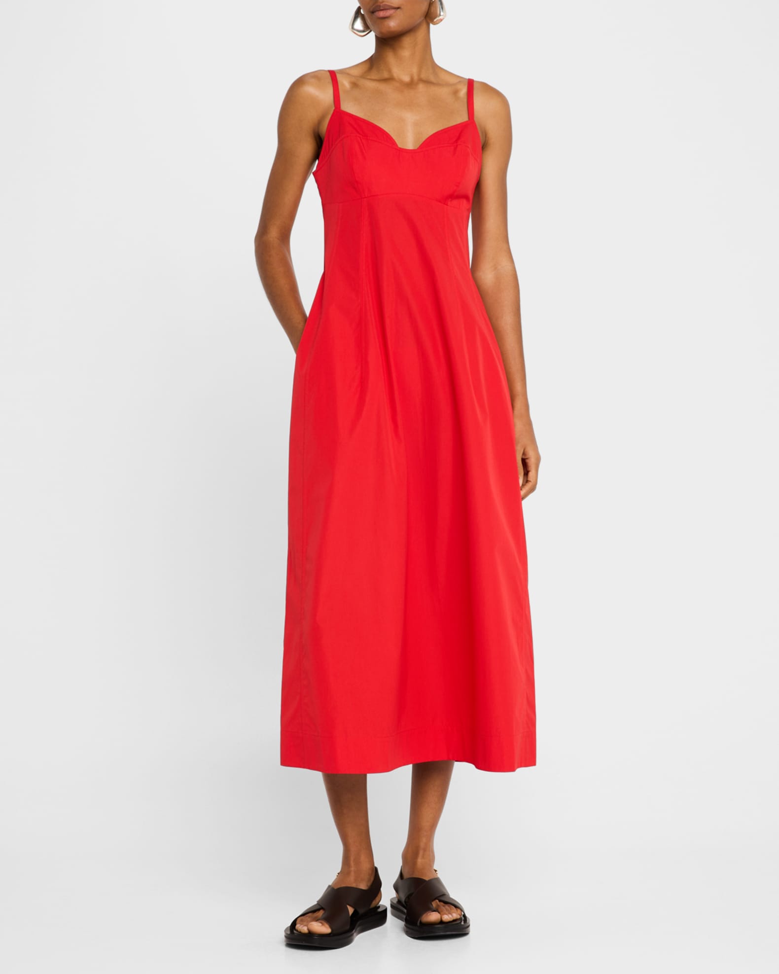 Bustier-Cut Sleeveless Cotton Midi Dress 1