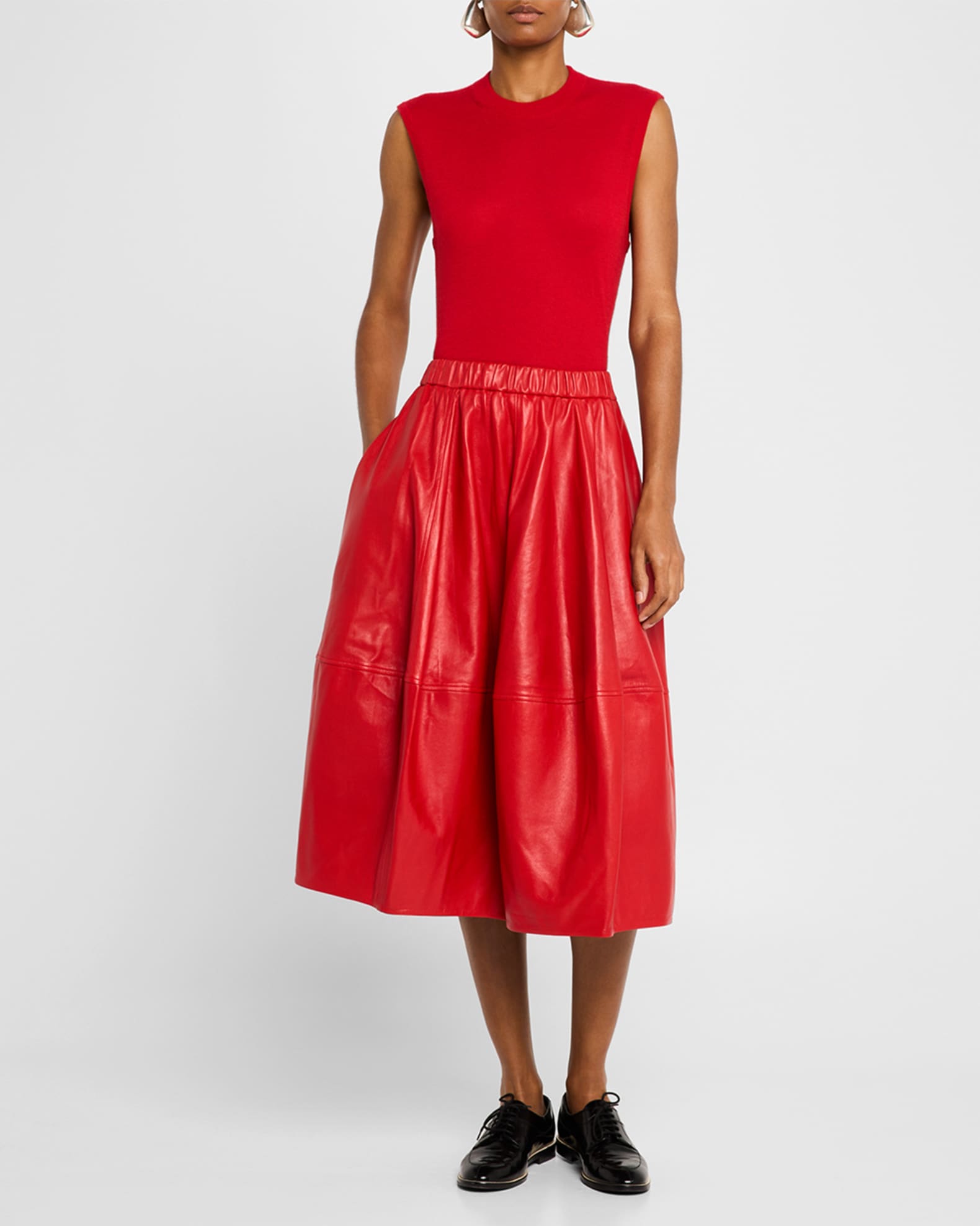 Leather Midi Bubble Skirt 1