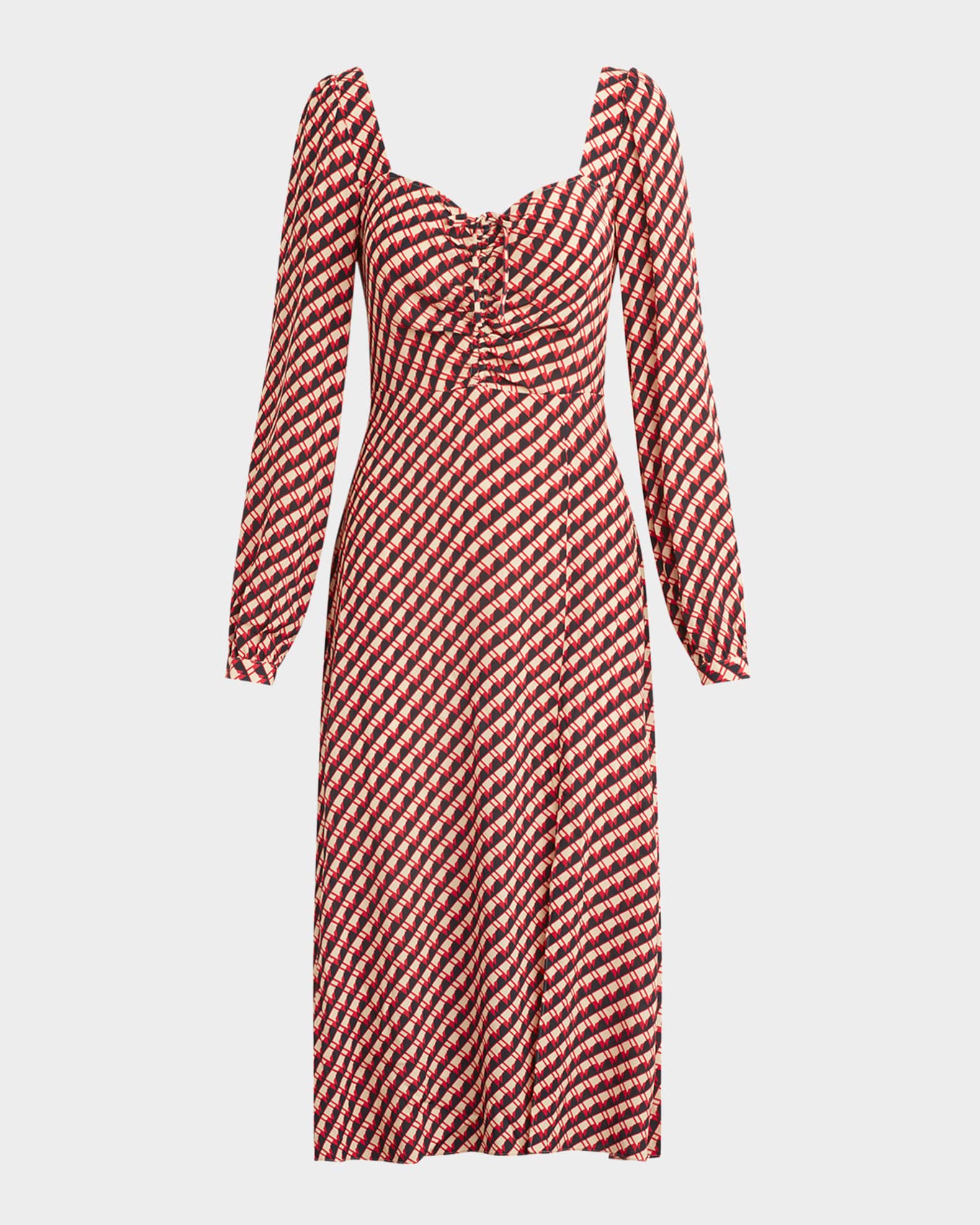 Vineyard Retro Houndstooth Maxi Dress 0