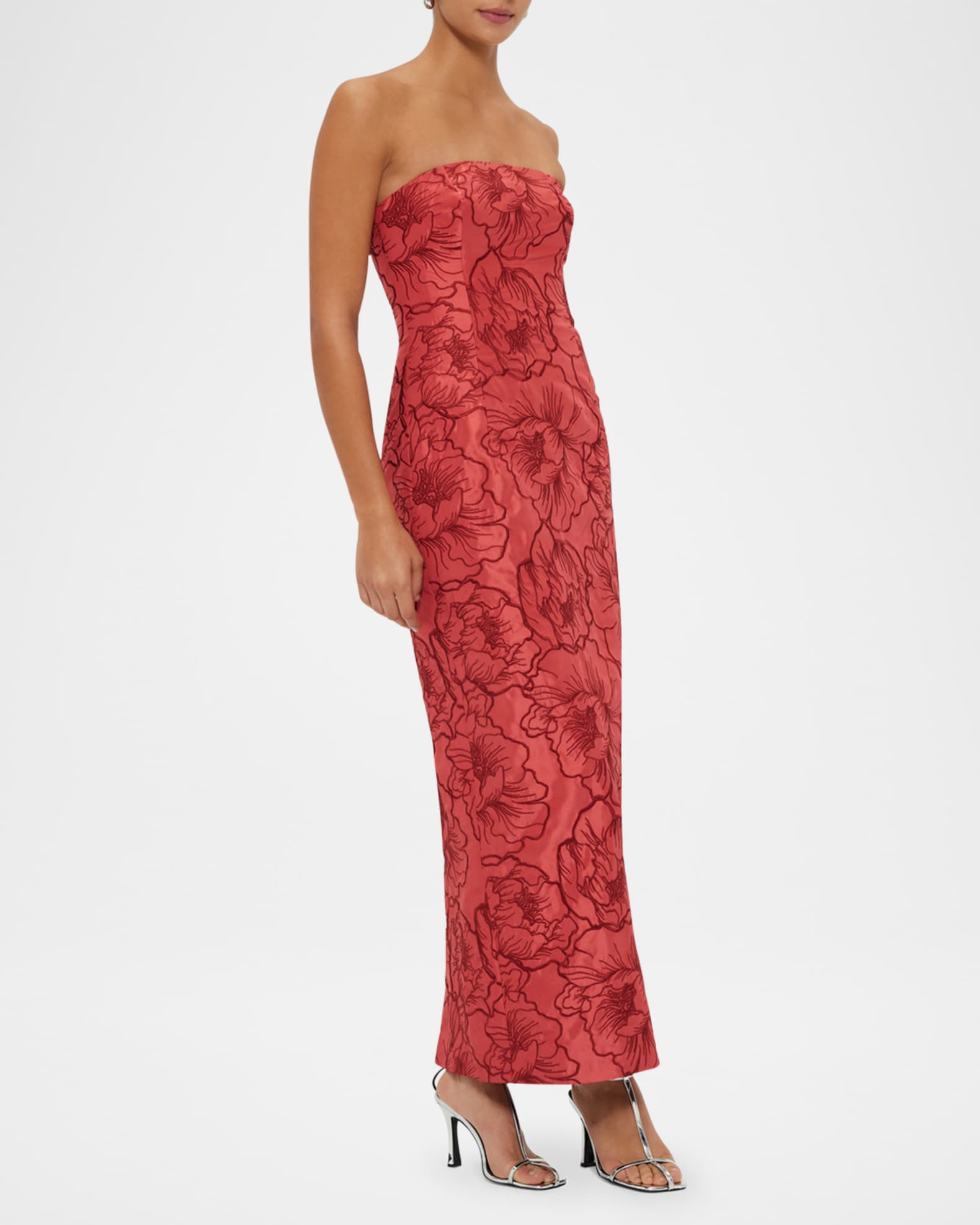 LEO LIN Rayna Floral Jacquard Strapless Bustier Gown Neiman Marcus
