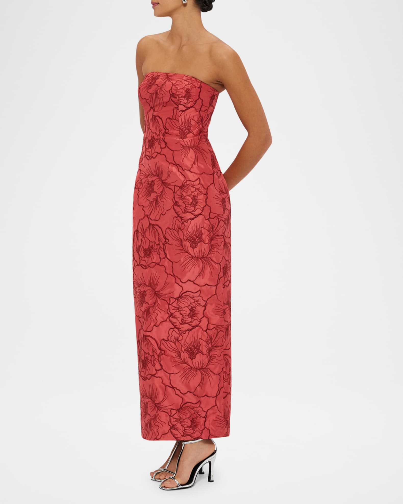 LEO LIN Rayna Floral Jacquard Strapless Bustier Gown Neiman Marcus