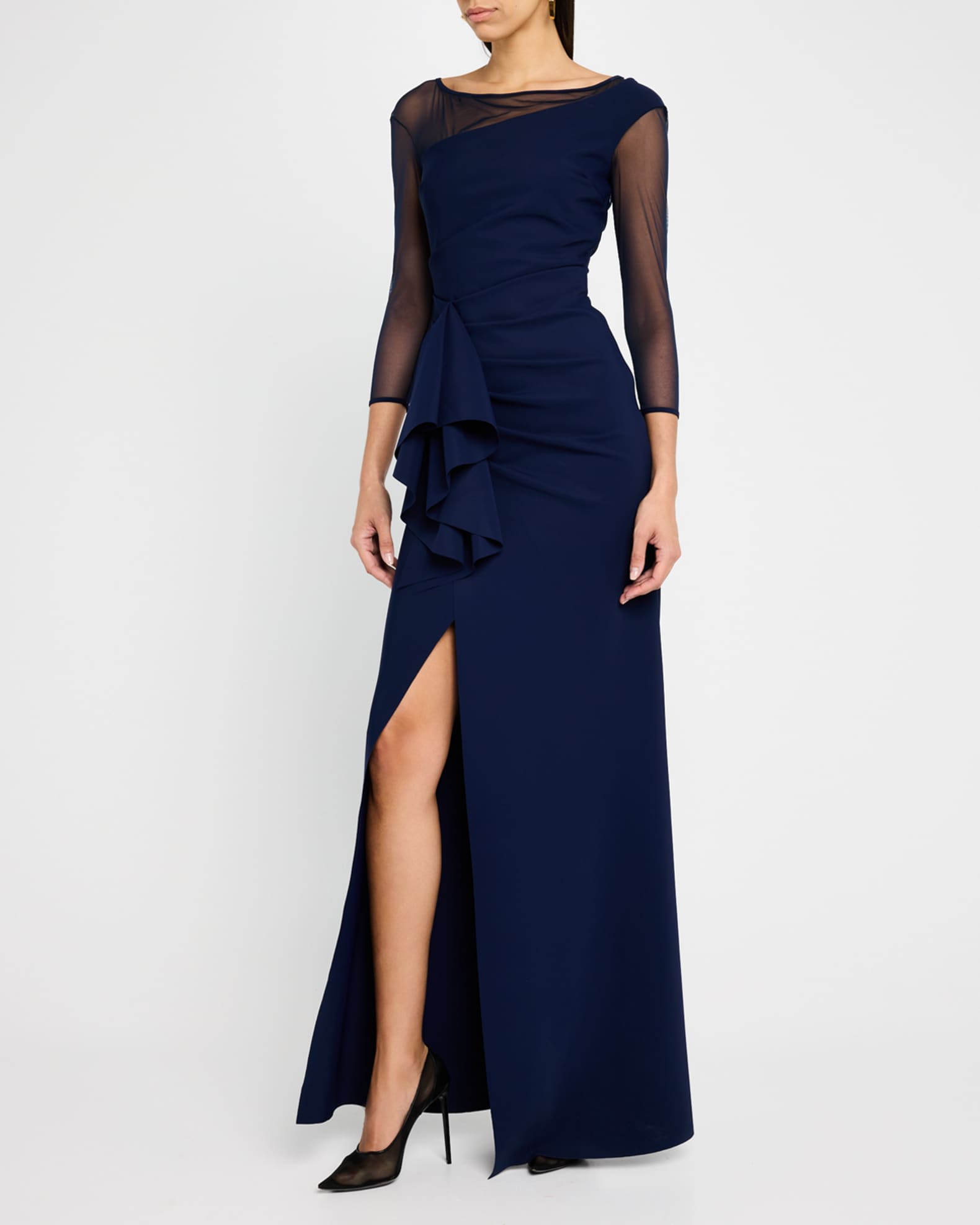 Aroma Draped Illusion Gown 1