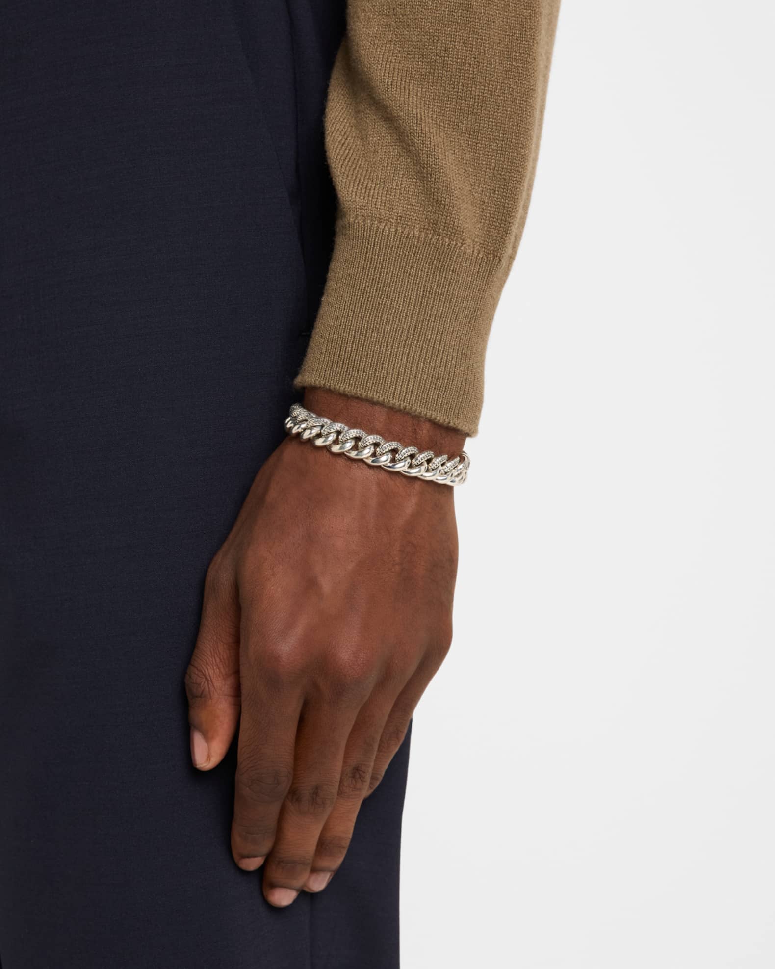 Men's Sterling Silver Chain Bracelet with Bronze Tigers Eye Clasp 1