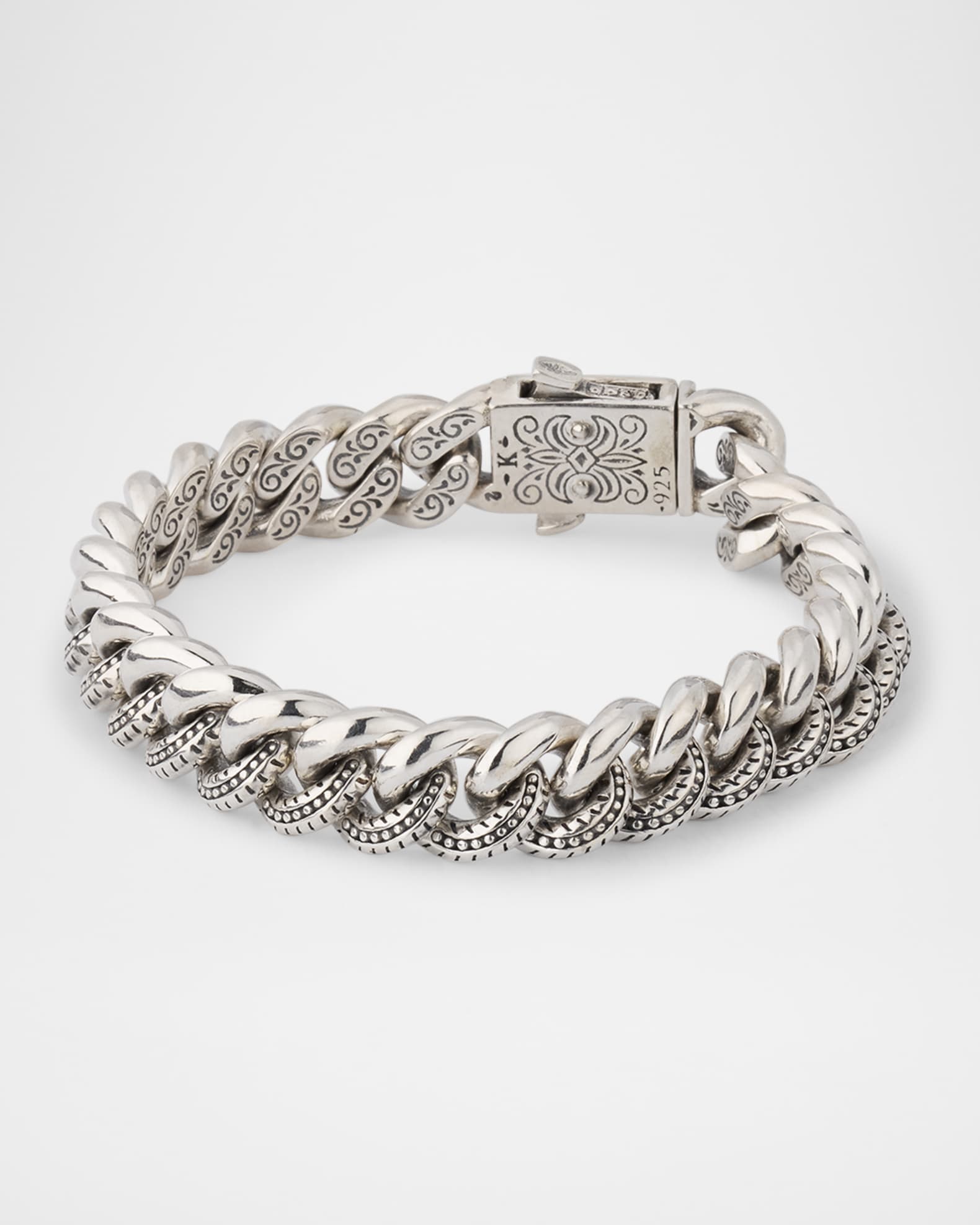 Men's Sterling Silver Chain Bracelet with Bronze Tigers Eye Clasp 0