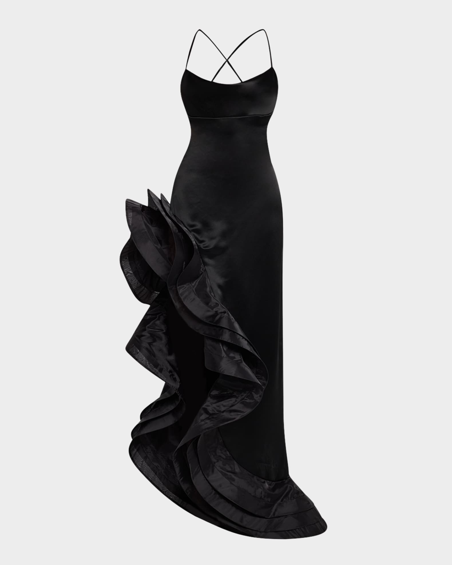 Kailtin Satin Ruffle Dress 0
