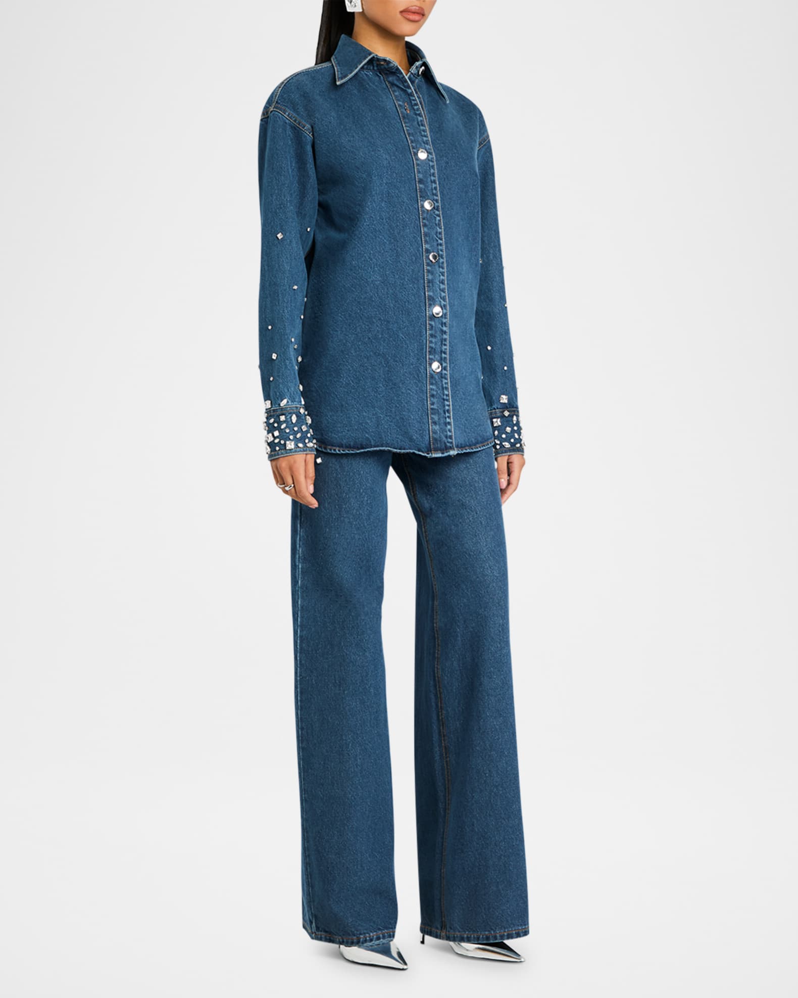 Diletta Embellished Denim Shacket 1