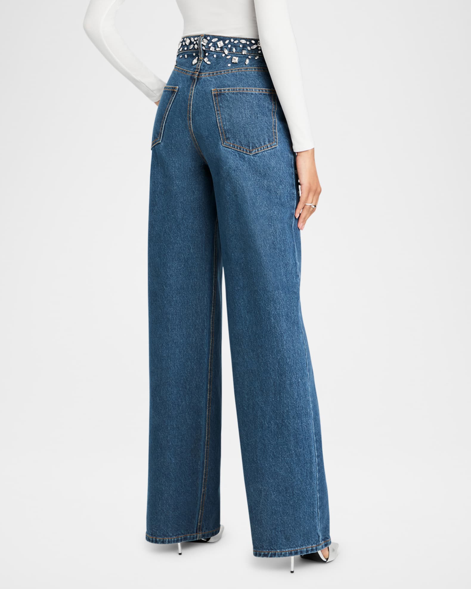 Jenna Embellished Wide-Leg Jeans 1