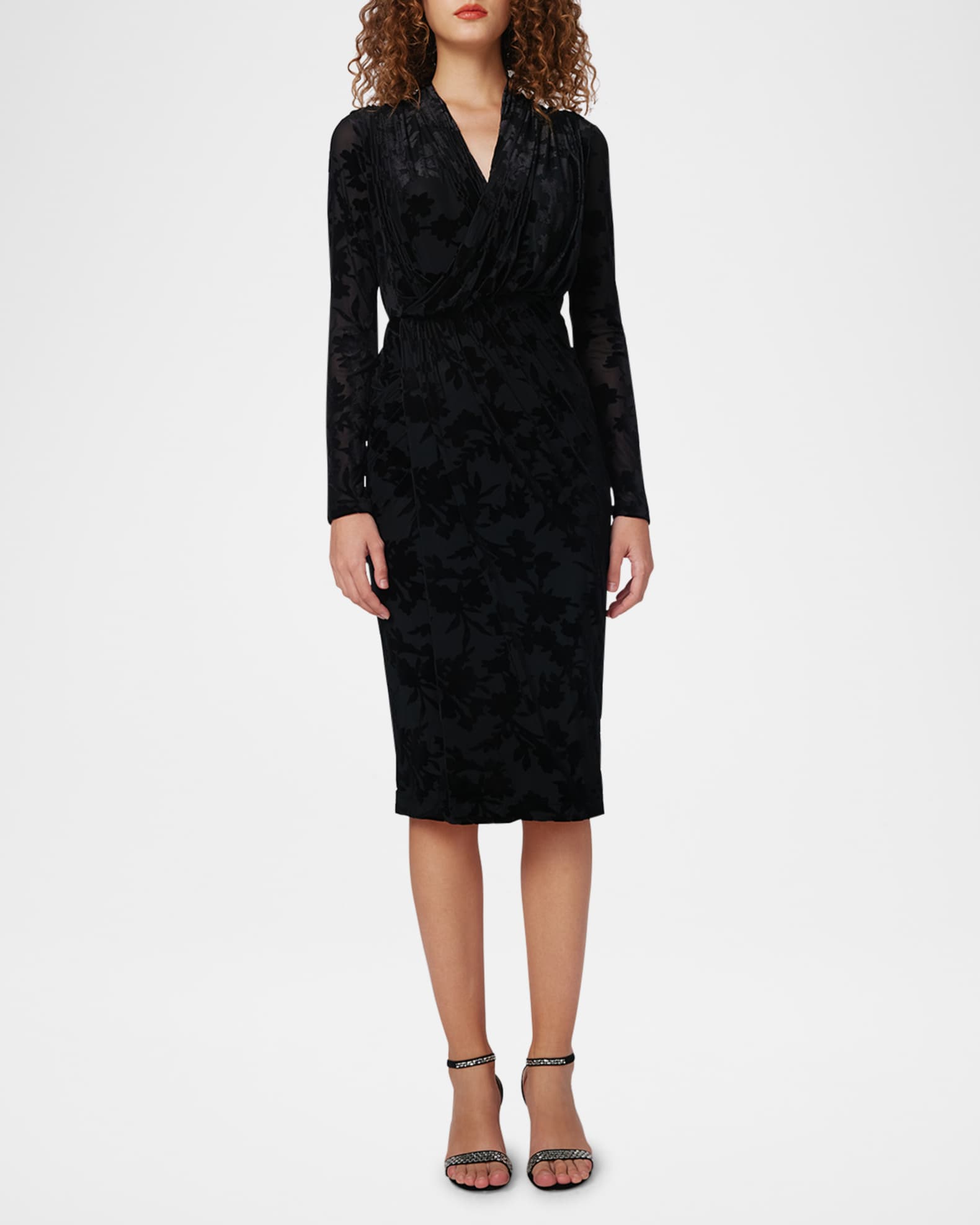 Tamra Flocked Bodycon Midi Dress 1