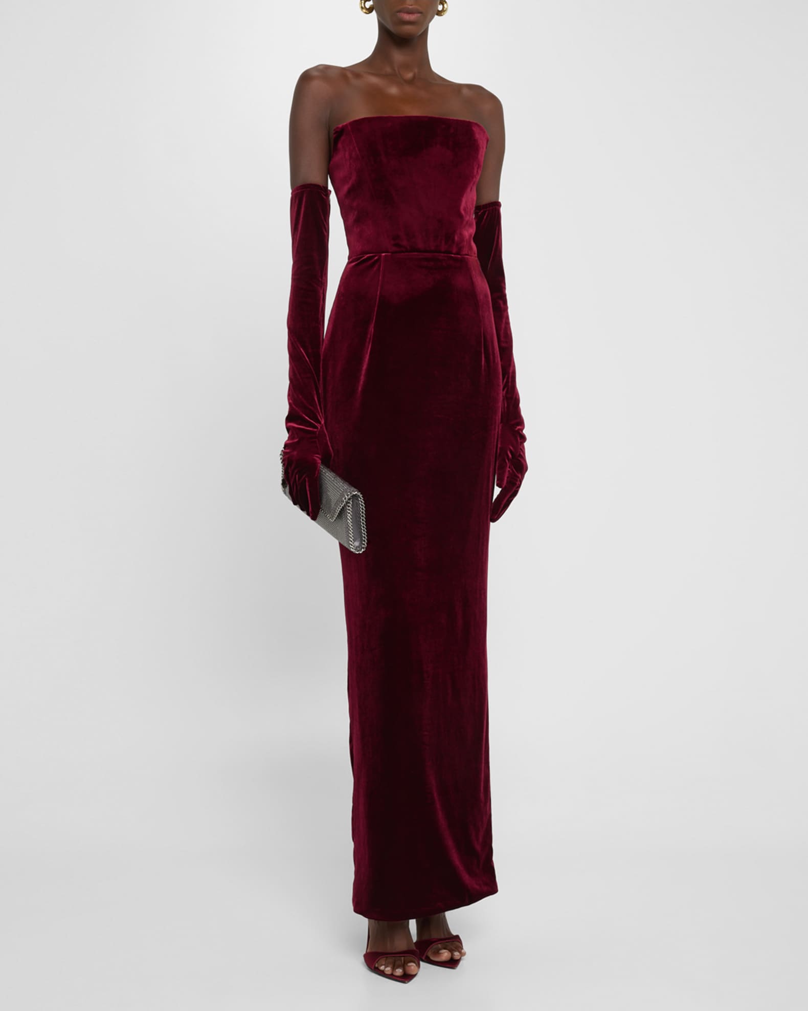 Bronx and Banco Florentina Strapless Velvet Gown with Gloves Neiman Marcus