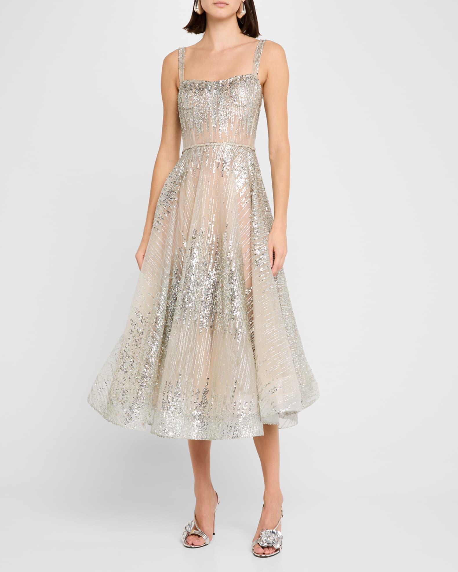 Mademoiselle Sleeveless Sequin Midi Dress 1