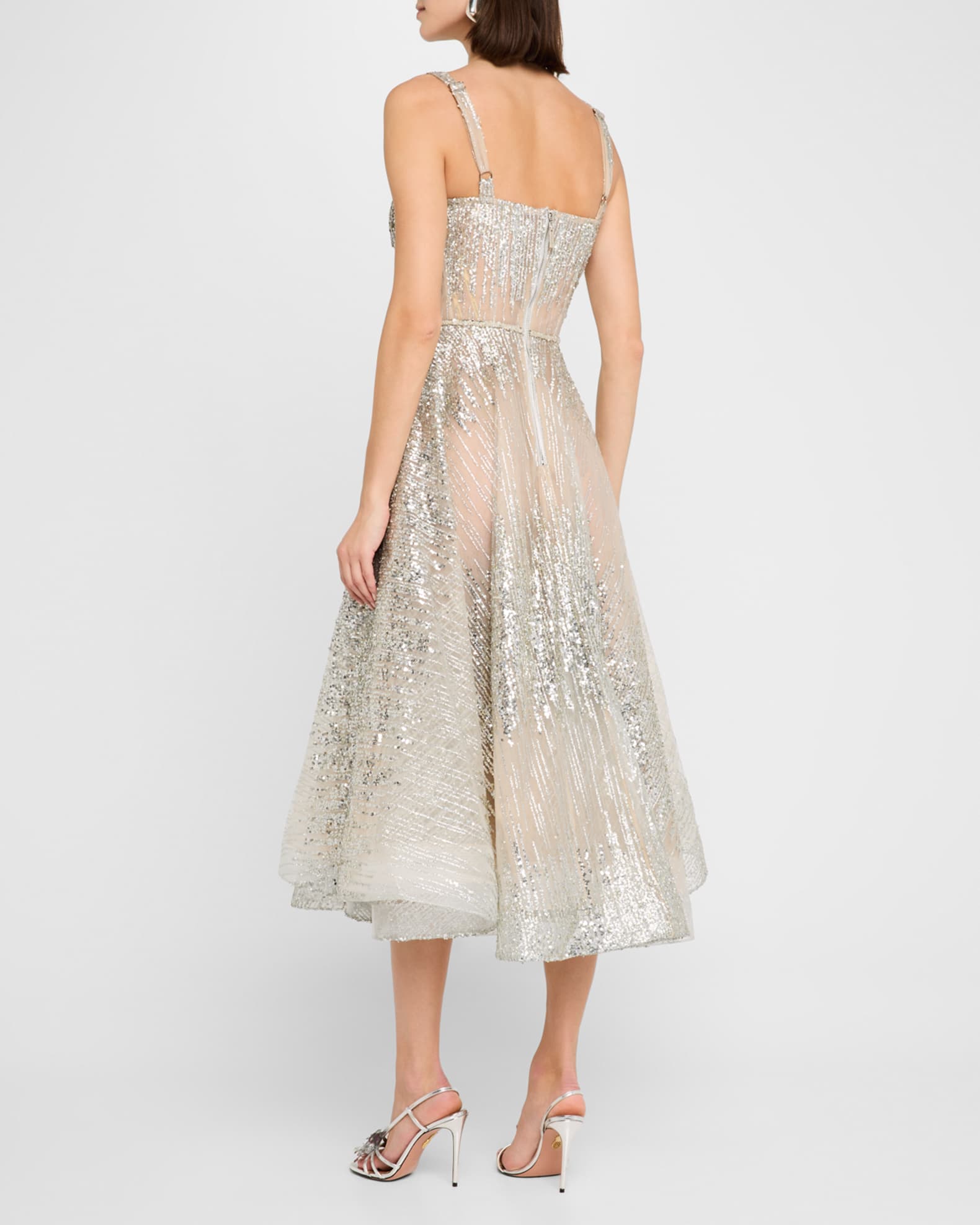 Long sequin blouson bridesmaid dress hot sale