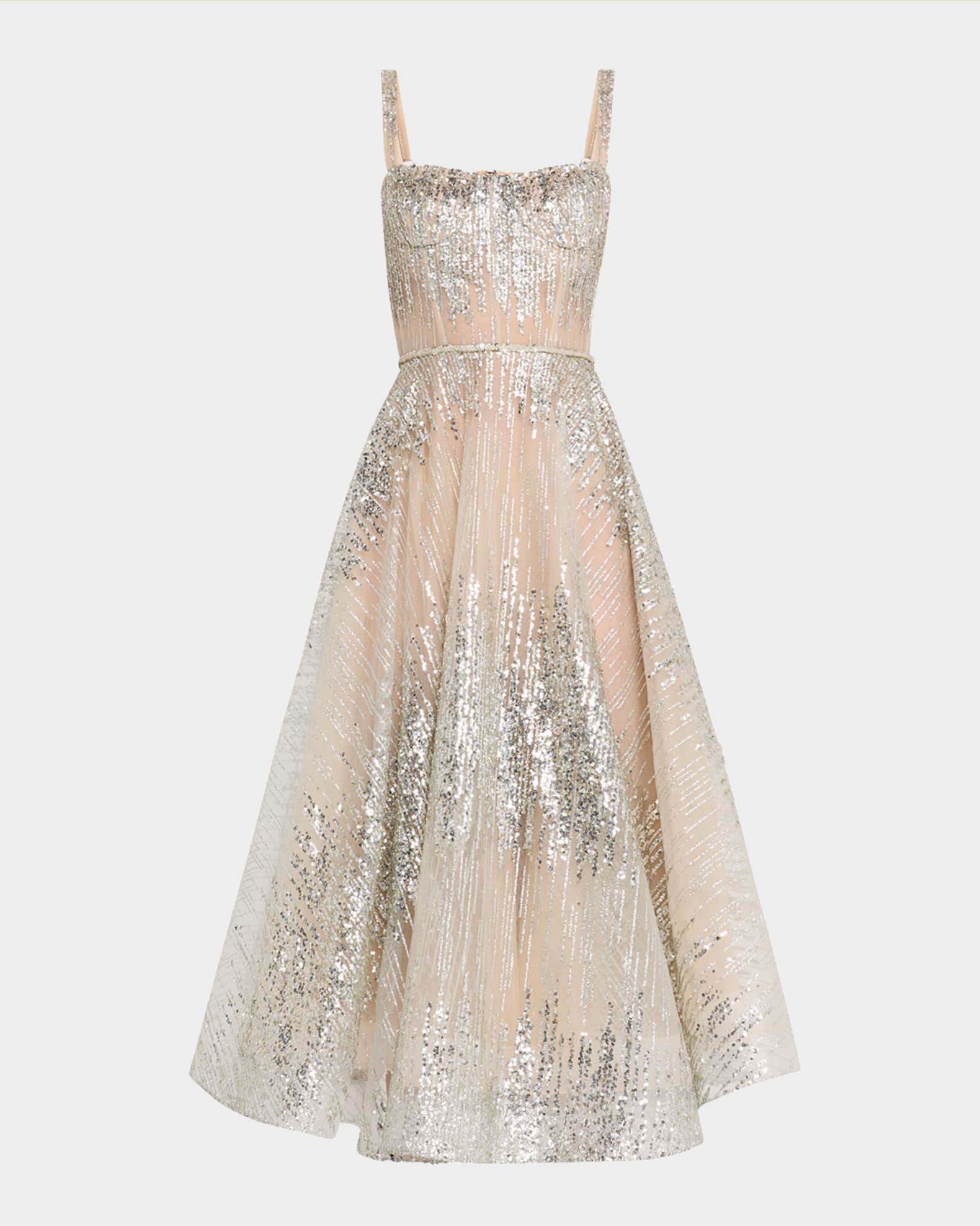Mademoiselle Sleeveless Sequin Midi Dress 0