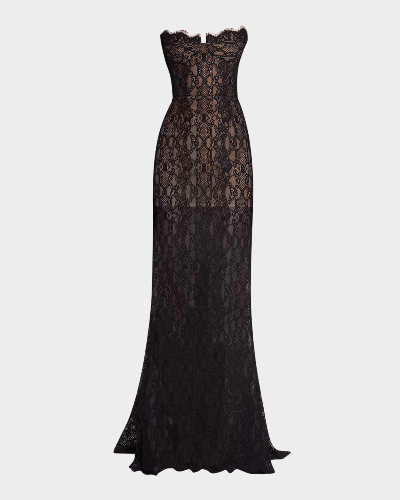 Kiera Strapless Lace Gown with Evening Gloves