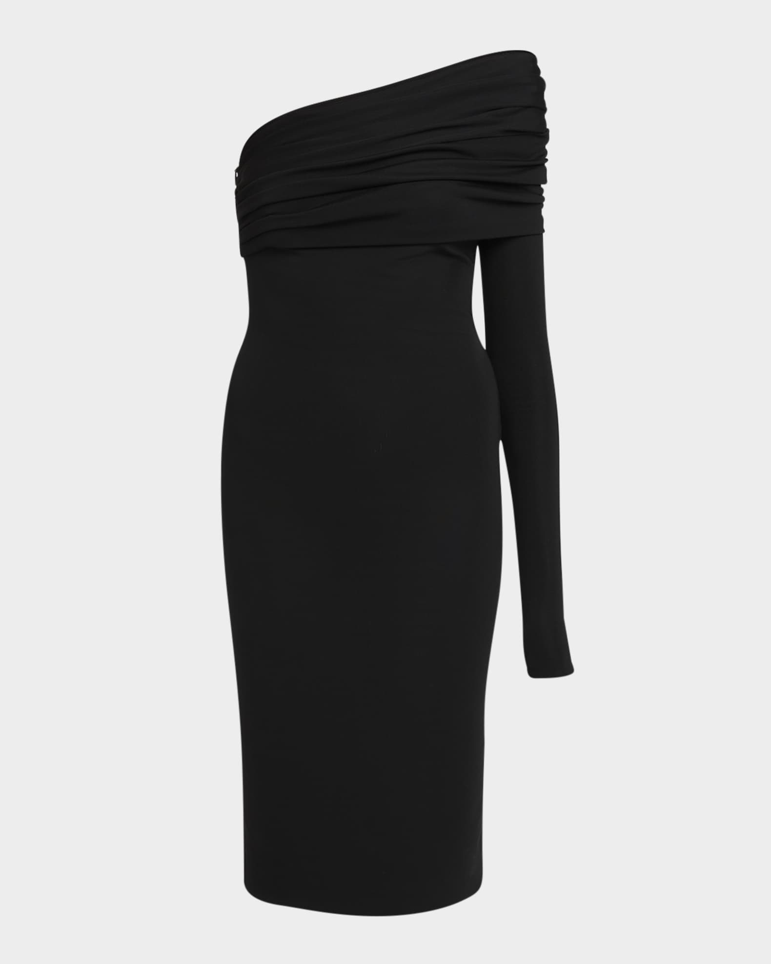 Cutout One-Shoulder Piquet Stretch Cocktail Dress 0