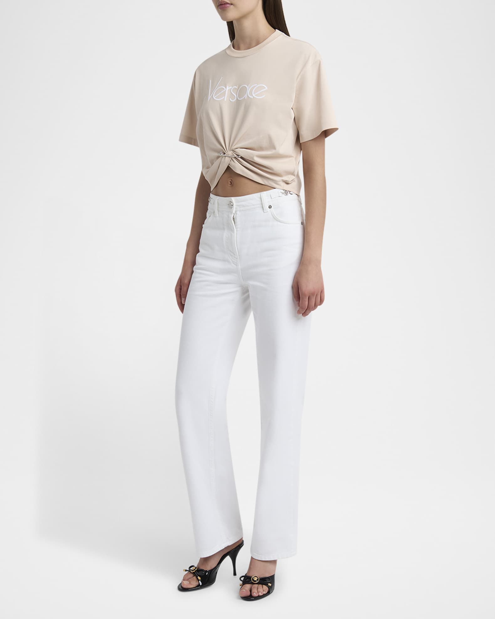 Logo Twist Safety-Pin Crop T-Shirt 1