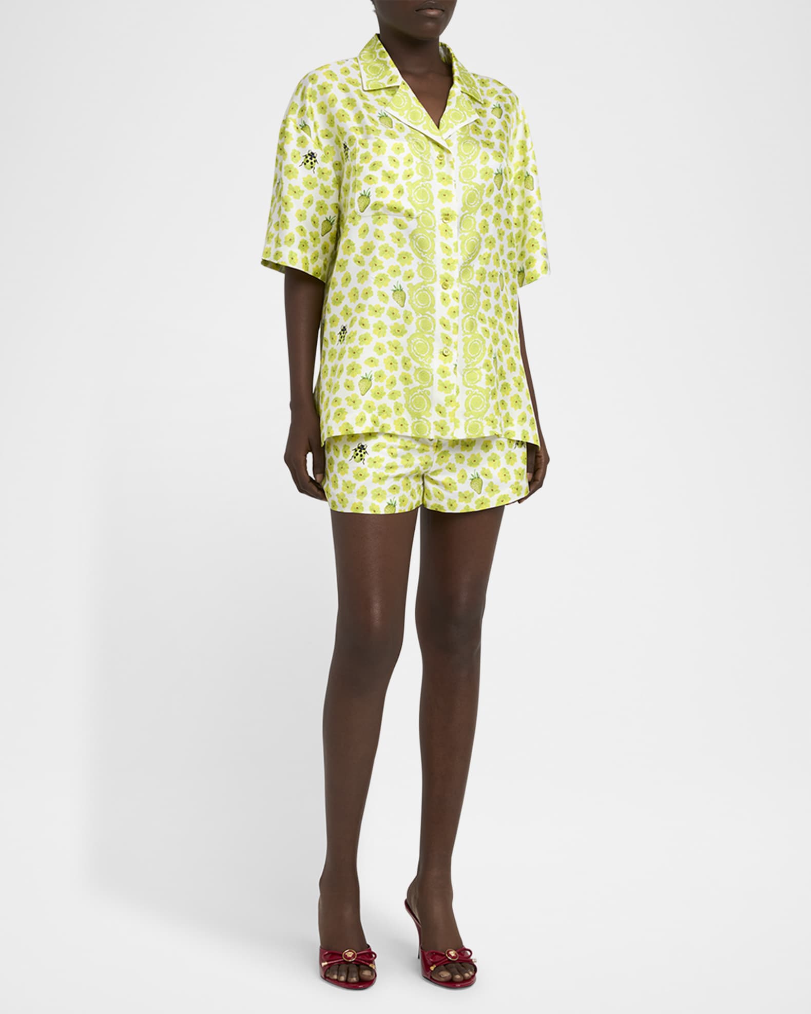 Strawberry Garden Silk Twill Informal Shirt 1