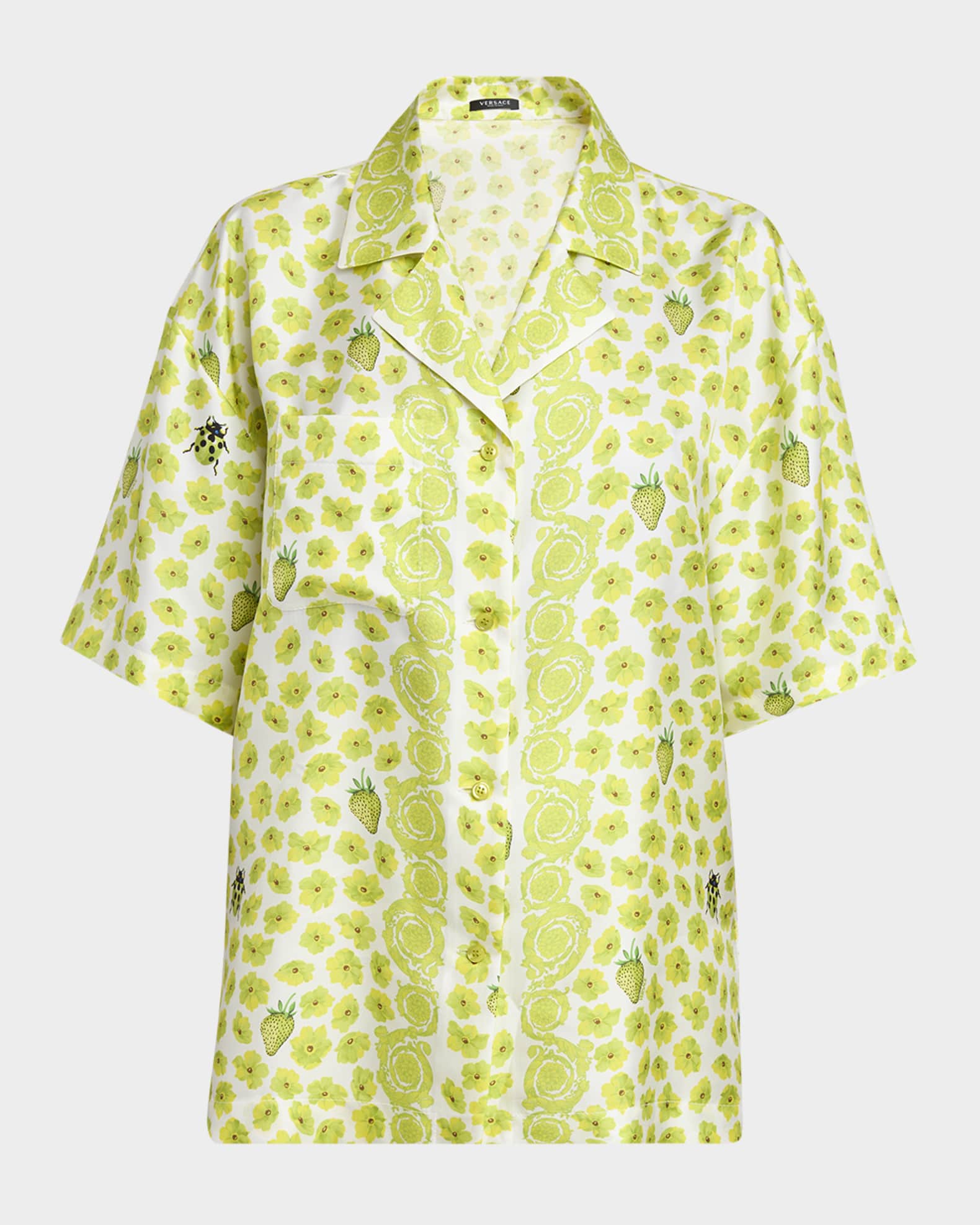 Strawberry Garden Silk Twill Informal Shirt 0