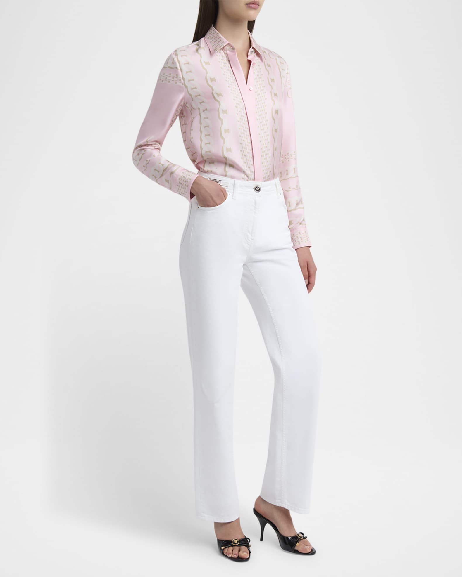 White Washed Denim Straight-Leg Pants 1