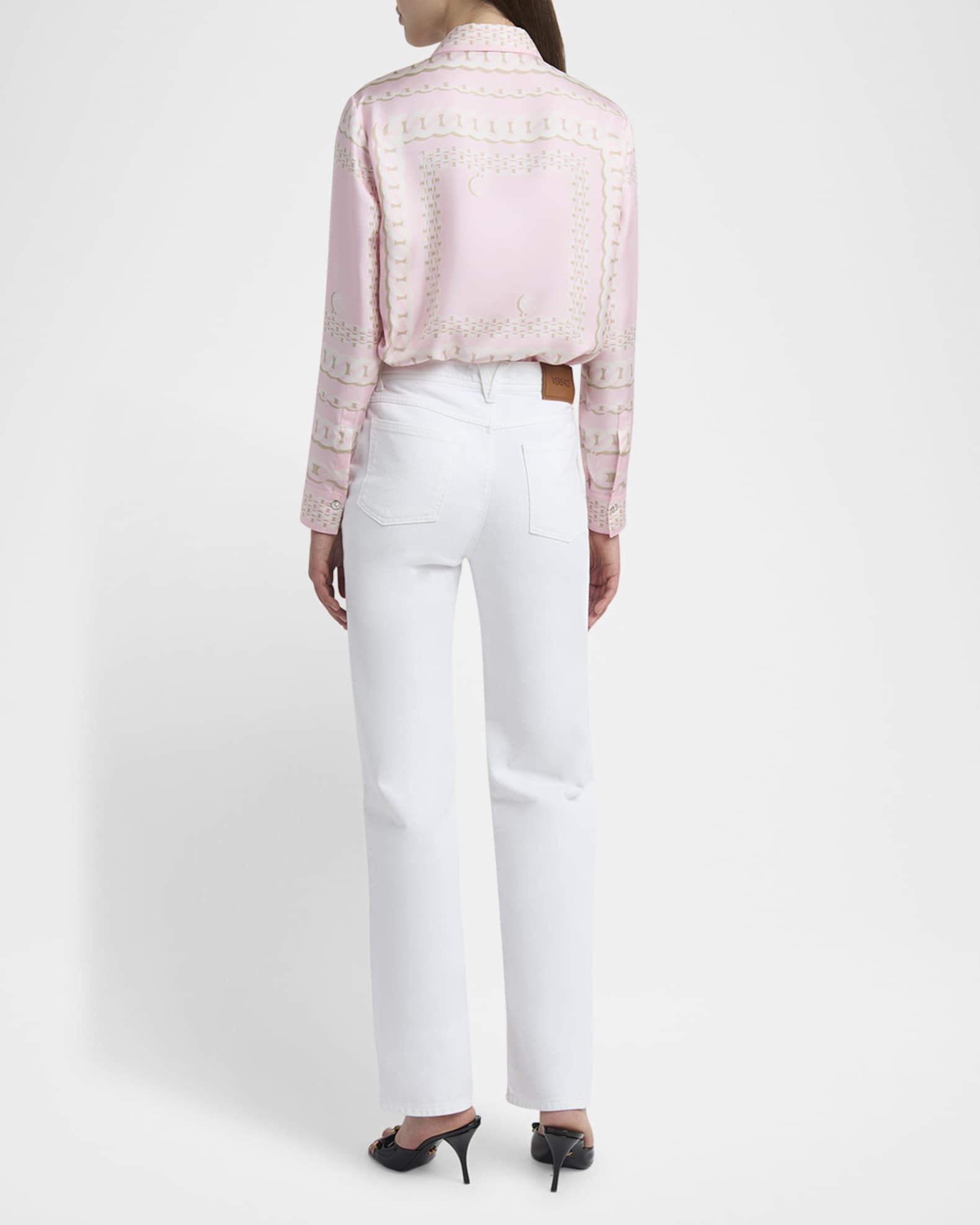 Versace White Washed Denim Straight-Leg Pants | Neiman Marcus