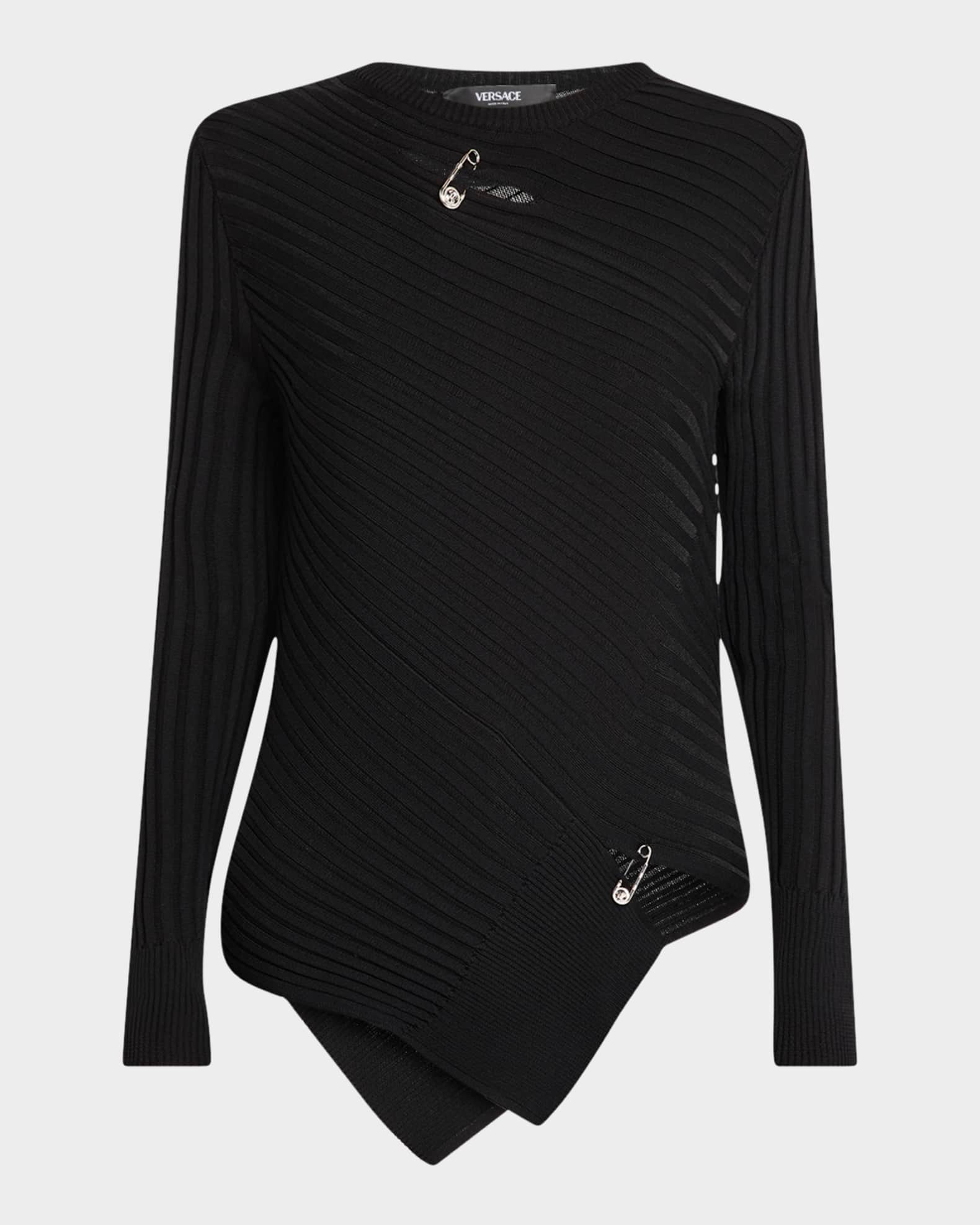Safety-Pin Cutout Vanise Knit Sweater 0